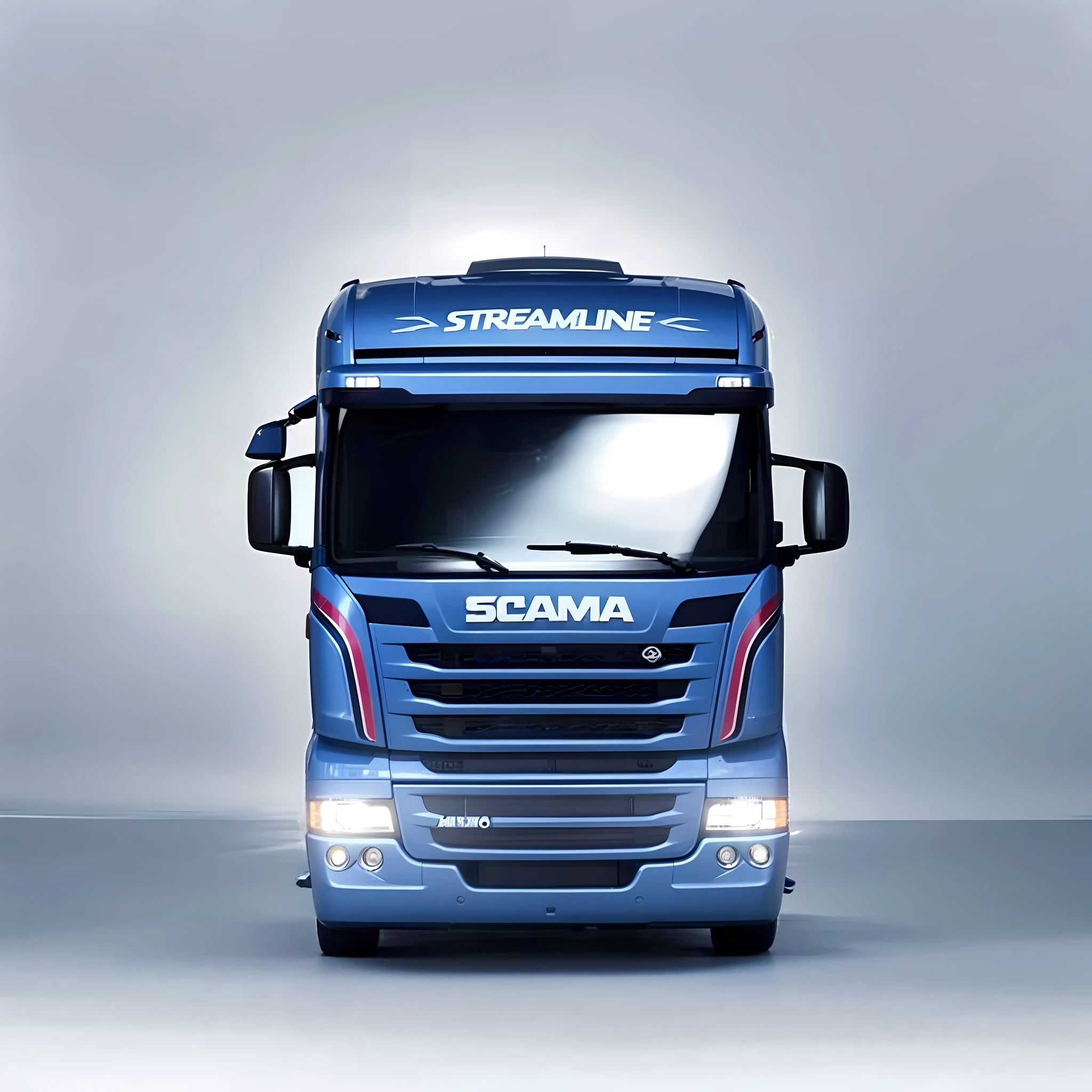 a close up of a blue truck with a white background, smooth streamline, s line, ultra realistic ”, ultra realistic”, frontal shot, stephan, front shot, stunning lines, crisp smooth lines, straight camera view, frontshot, stunning design, spacious, stunning high tech, serene expression, highly realistic”, front profile shot, front profile!!!!, vibrant and dynamic --auto --s2