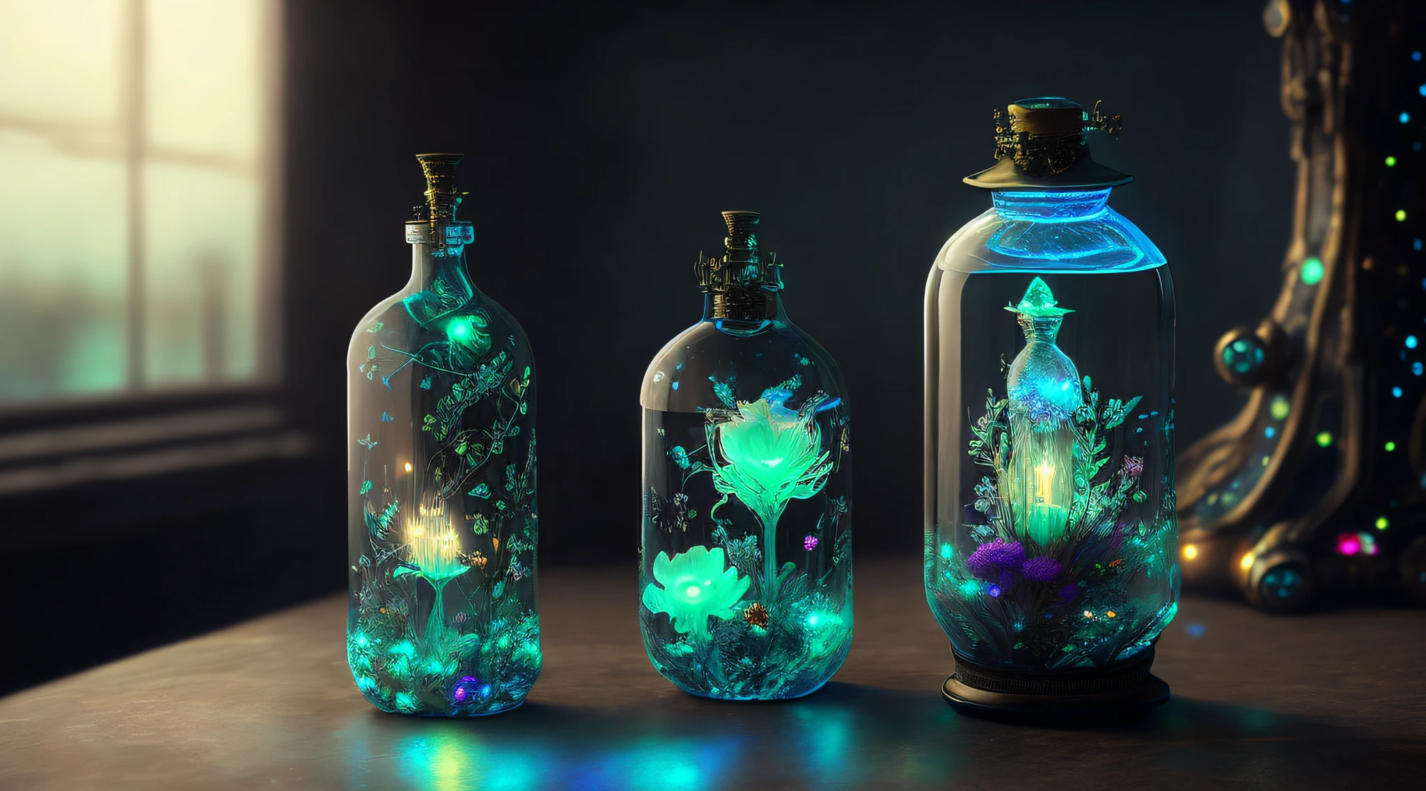 dream art,
bioluminescent fluorescent fairy in a bottle, thick glass, steampunk details, nebulous,
chromatic aberration, reflections, insane details, intricate details, hyperdetailed, realistic, photo, canon, dreamlike, art, hyperdetailed photorealism by greg rutkowski
