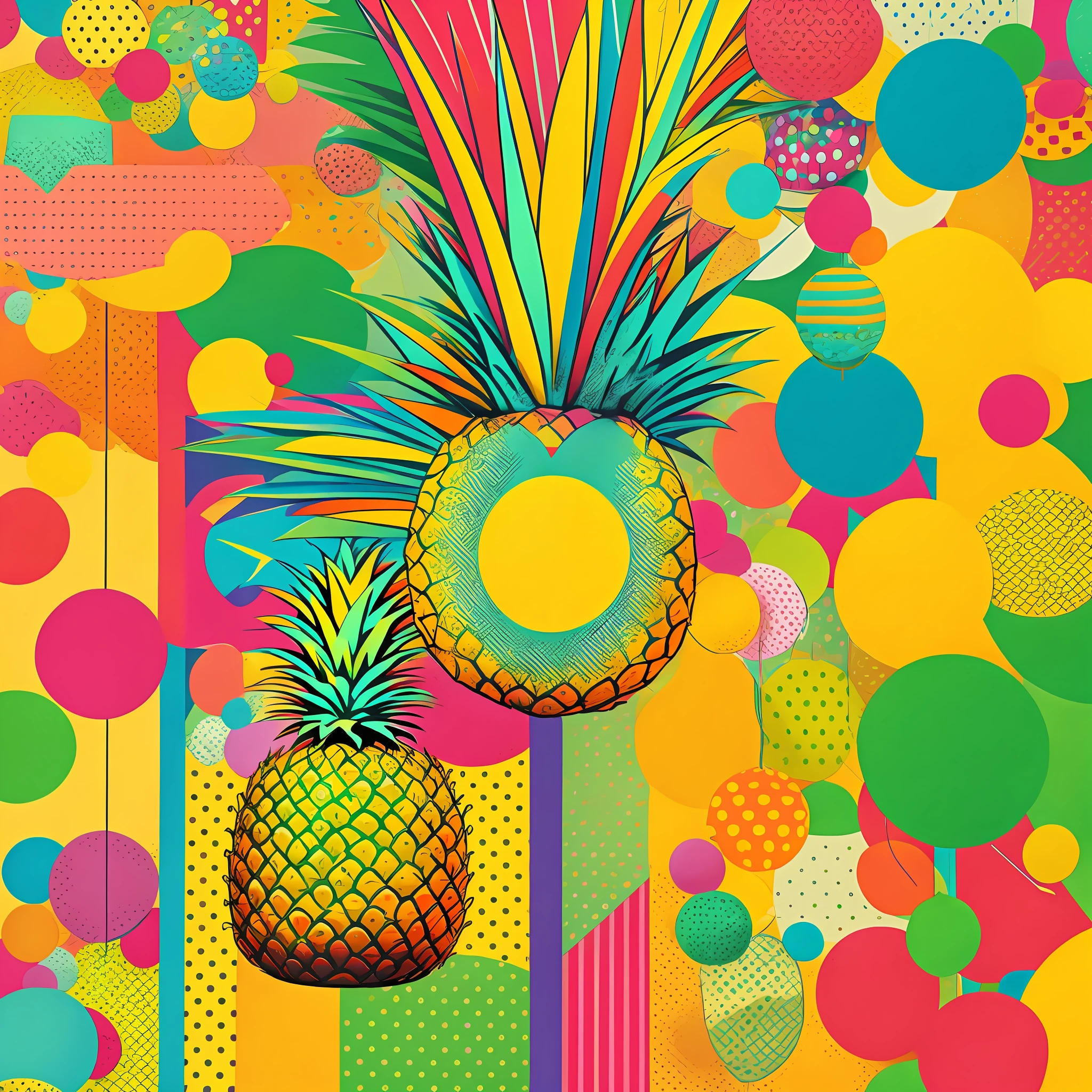 logo of pineapple, dots, pop art, colourful, swingers club, --auto --s2