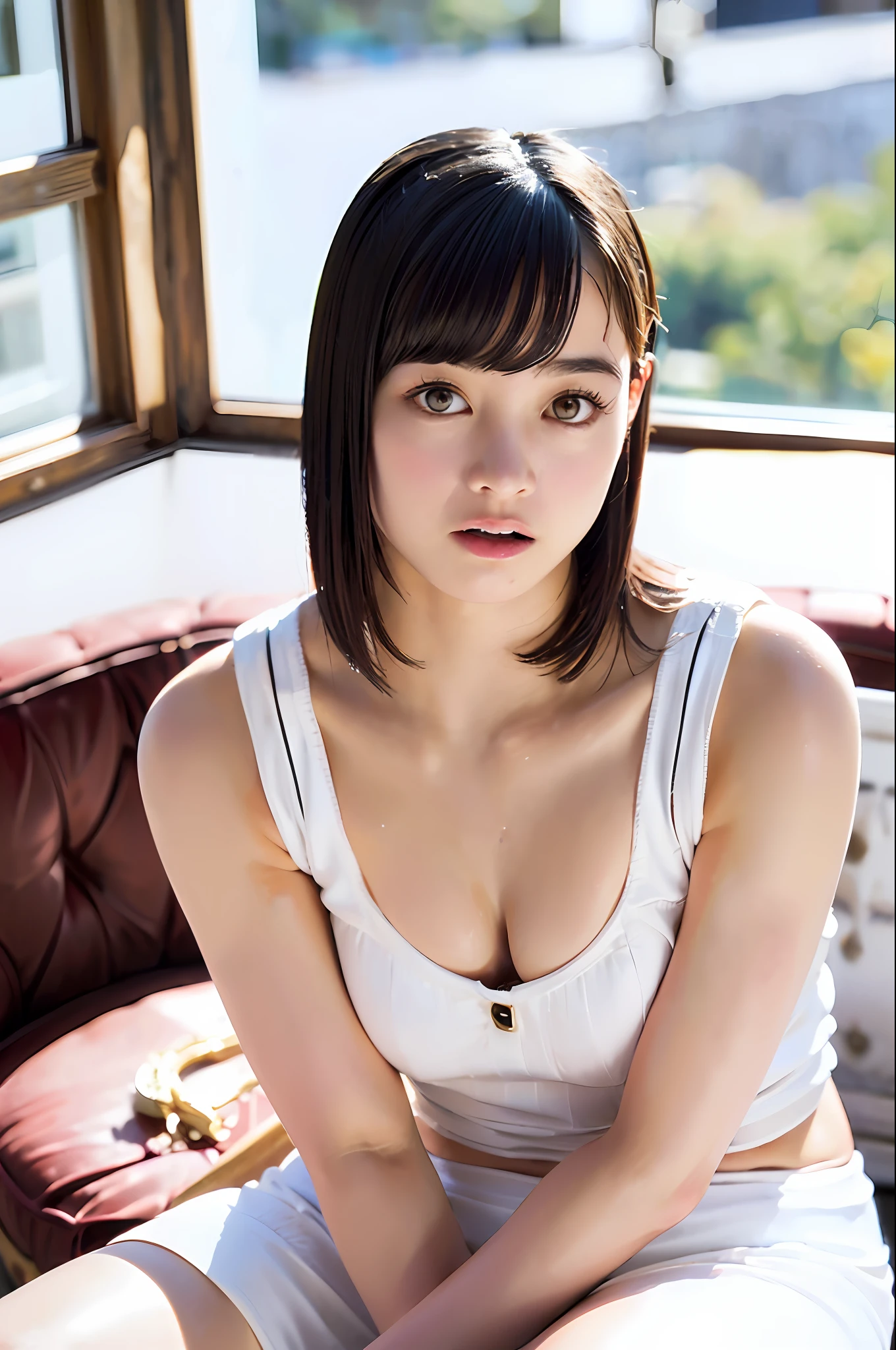 ((Top Quality, 8k, Masterpiece: 1.3)), Sharp Focus: 1.2, Beautiful Women with Perfect Figure: 1.4, Slender Abs: 1.2, Wet Body: 1.5, Highly Detailed Face and Skin Texture, Detailed Eyes, Double Eyelids, ((Best Quality, 16k, Masterpiece: 1.3)), (Shower, White Water)), (Pose), ((Seductive)), ((Sitting, Spreading Legs)), (Drenched Breasts)), micro bikini, bed, perfect body, white skin,, cleavage, (stick out tongue out: 1.2), (eyes raised: 1.3), (wet body and T-back: 1.2), photoreality (1.4)), raw photo, single woman, super delicate face Japan, delicate eyes,, thin smile, (black underwear with holes: 1.2), (large: 2), (open crotch: 1.5), (chest focus: 1.2), ( Perspective: Chest Sharply Focus: 1.2, Slim Abdomen: 1.2, (No Bra) (Small and Beautiful Hard (Thin Moist Buttons Up to Shirt Length: 1.1), (White Shirt Wet from Rain), Wet Body: 1.1, Highly Detailed Face and Skin Texture, Detailed Eyes, Sexy, (Realistic, Photorealistic: 1.9). 1 girl. Japanese. Woman. Night. Big tits. The tips of the are sticking out. Areola protruding. The shape of the pubic area is clearly visible. Gal. Lots of lashes. Pubic hair. The lower abdomen bristles. Slender. The crotch is open. My are big and are about to spill out of my bra. Very much pubic hair. Pubic hair protrudes very much.
