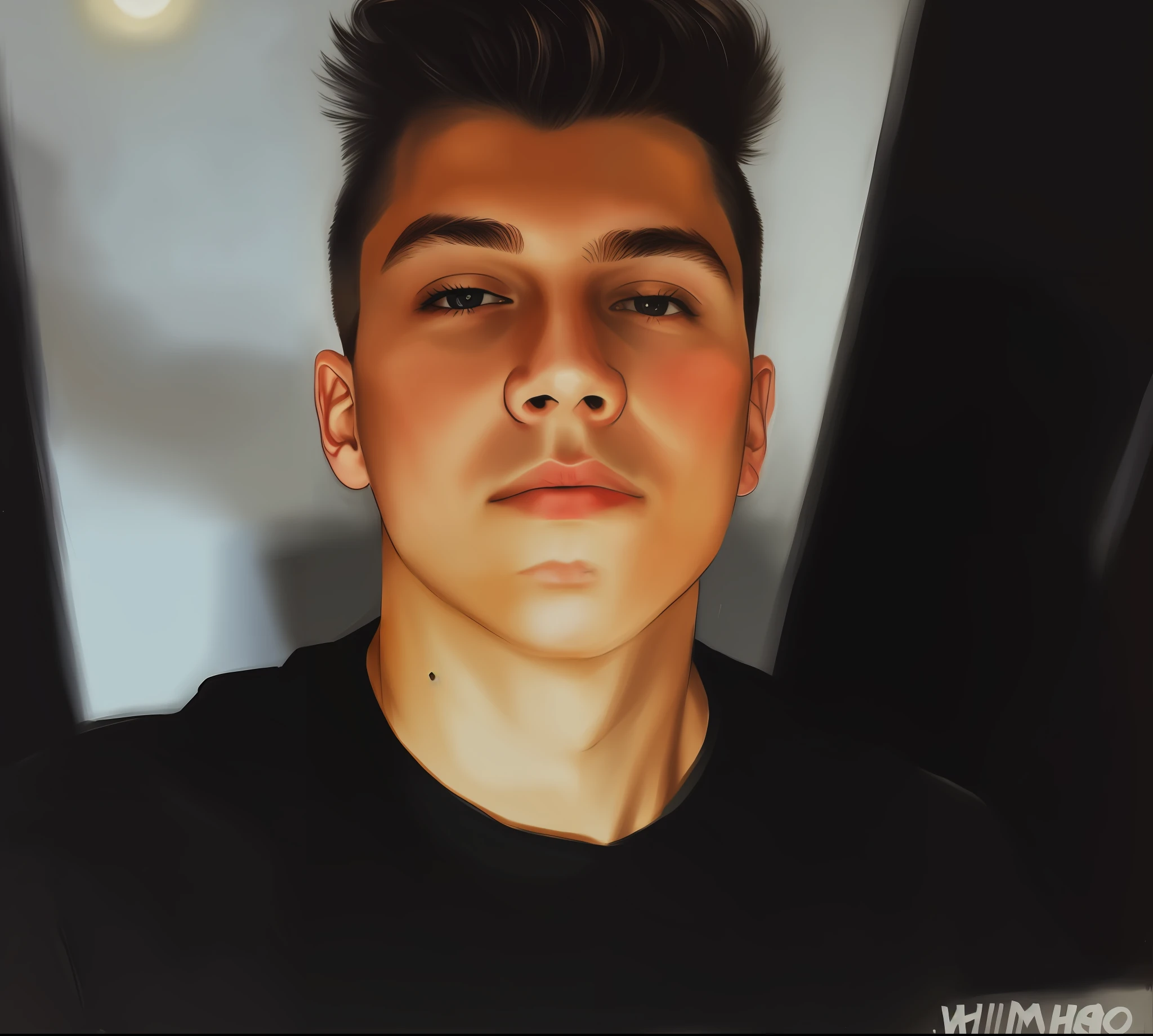 there is a man with a black shirt and a tie on, around 1 9 years old, male teenager, perfect face and boy, good looking face, twitch streamer / gamer ludwig, mateus 9 5, headshot profile picture, halfbody headshot, frontal picture, kacper niepokolczycki, boyish face, tommy 1 6 years old
