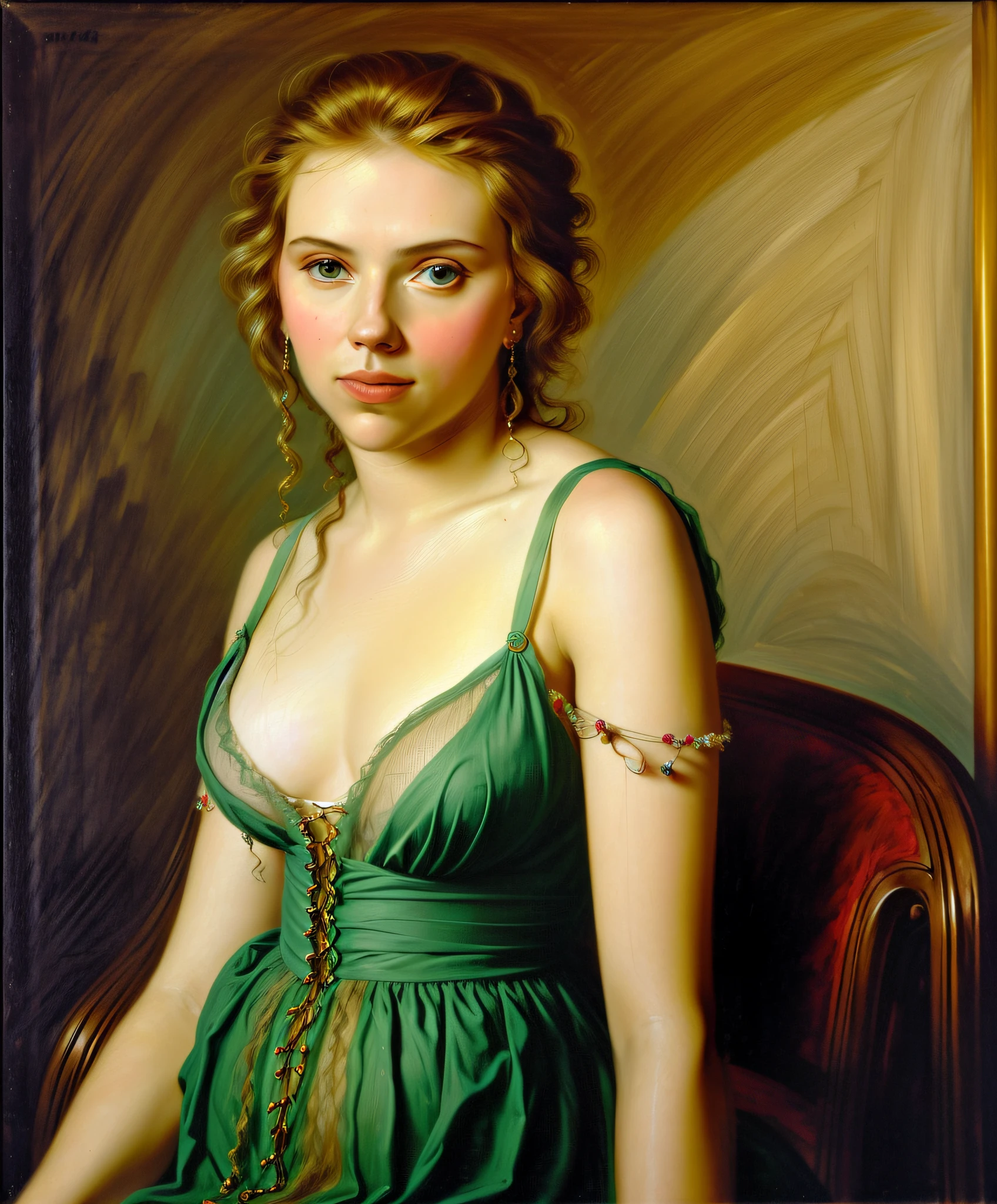 portrait of scarlett,beautiful, oil on canvas, romanticism