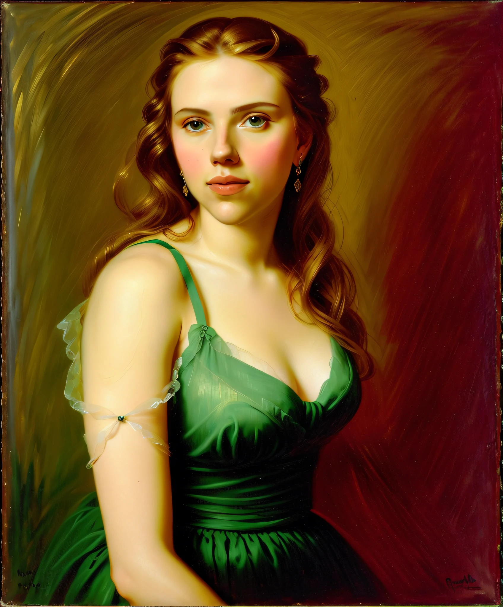 portrait of scarlett,beautiful, oil on canvas, romanticism