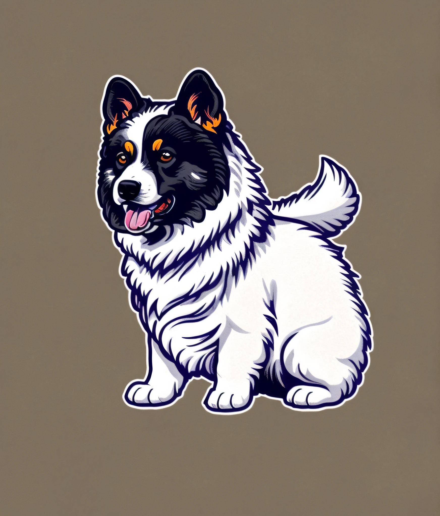 American Eskimo breed dog, colorful, vintage style, (t-shirt design), realistic volumetric light of masterpiece