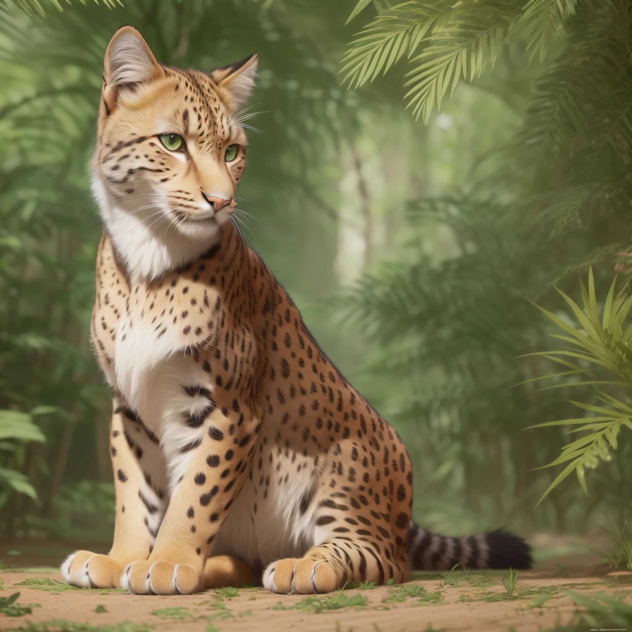 (extremely detailed CG unity 8k wallpaper,masterpiece, best quality, ultra-detailed),(best illumination, best shadow, an extremely delicate and beautiful),(1cheetara),golden fur with black spots,green eyes, fierce expression,dynamic pose,(rippling fur+muscles),jungle,tree,depth of field, Volumetric light,high resolution.
