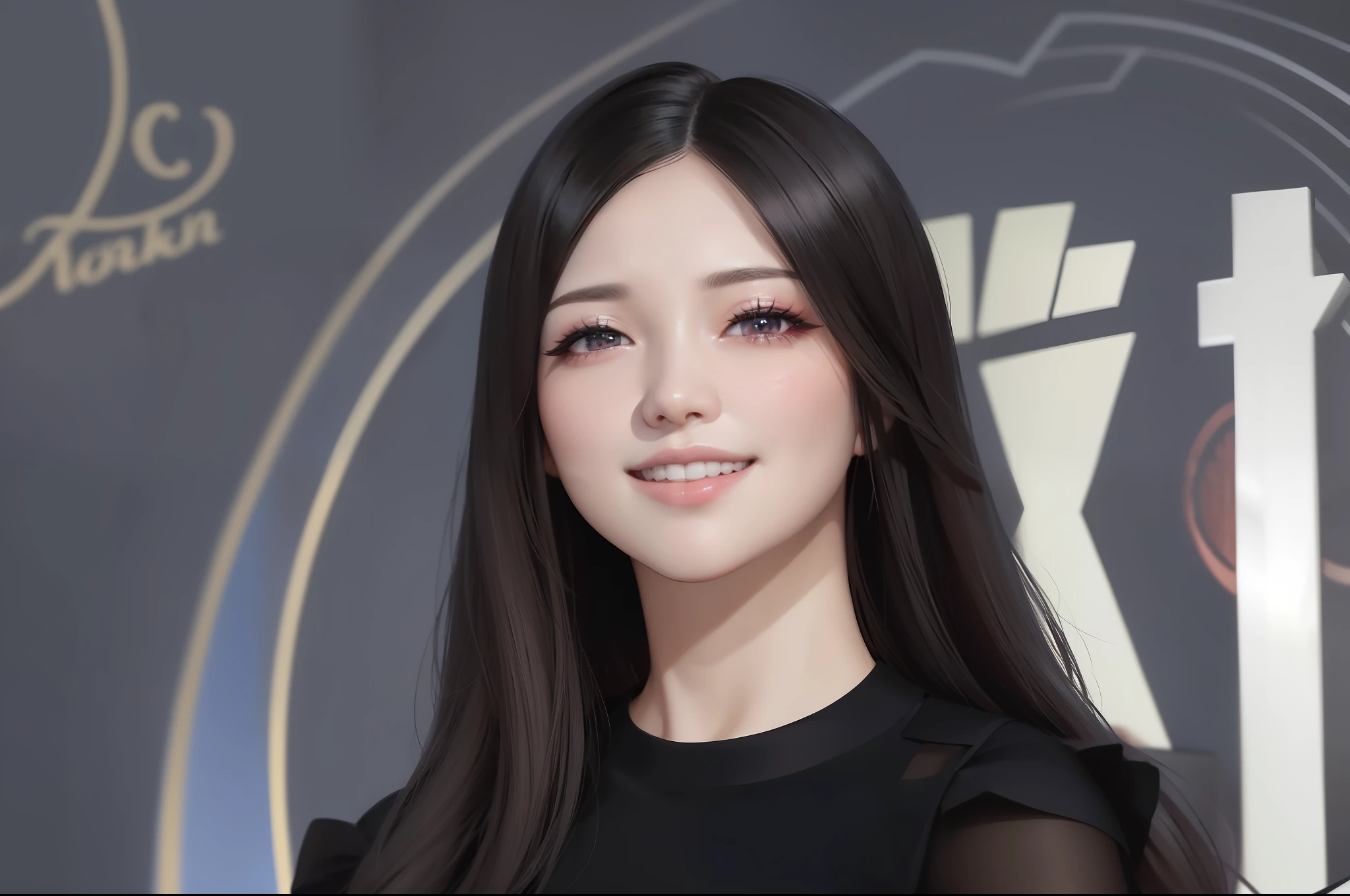 a close up of a woman in a black dress smiling, lee ji - eun, lee ji-eun, jisoo of blackpink, female actress from korea, jisoo from blackpink, heonhwa choe, park ji-min, hwang se - on, jossi of blackpink, gongbi, shin min jeong, portrait of jossi of blackpink, portrait jisoo blackpink