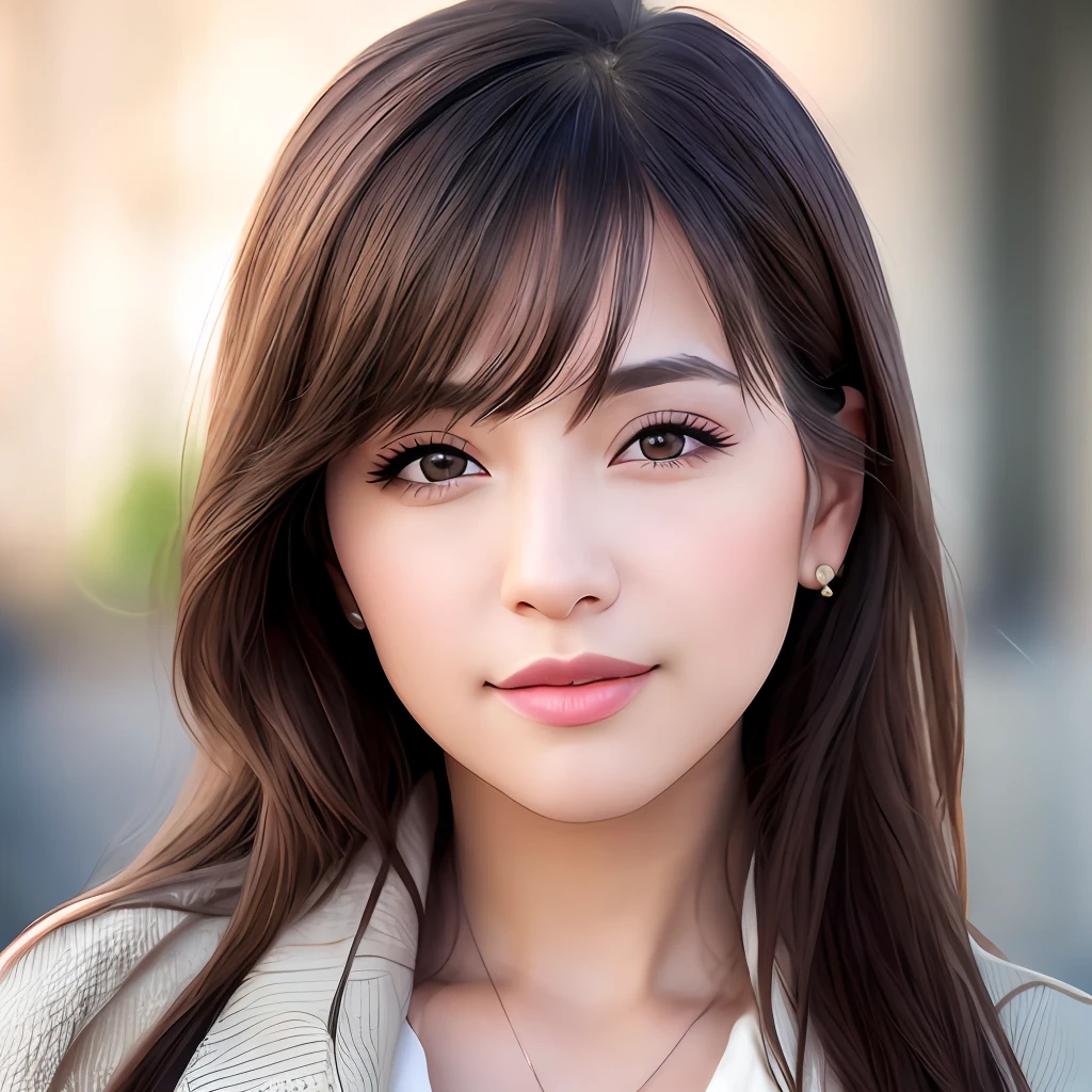 Looking at the audience, light makeup, realism, realistic photos, professional color correction, 8K, F2.4 aperture, 35mm lens, realistic real face, only the face area is included.
