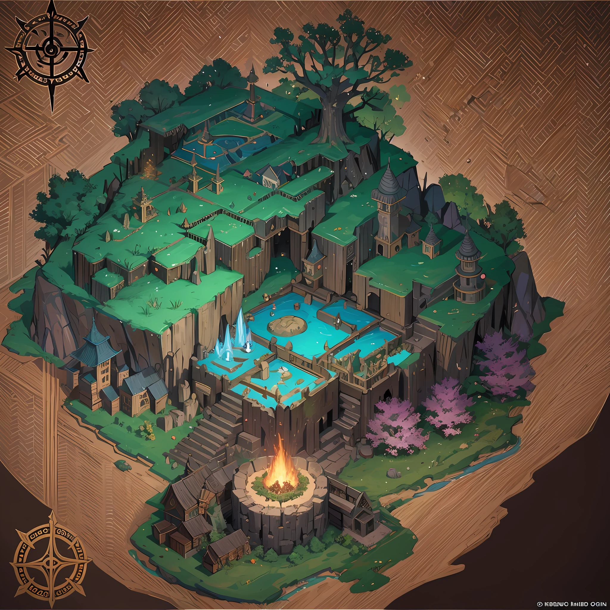 RPG map, map of a kingdom built on the ancient skeleton of a giant, with shadowy forests, rivers, and temples --auto --s2