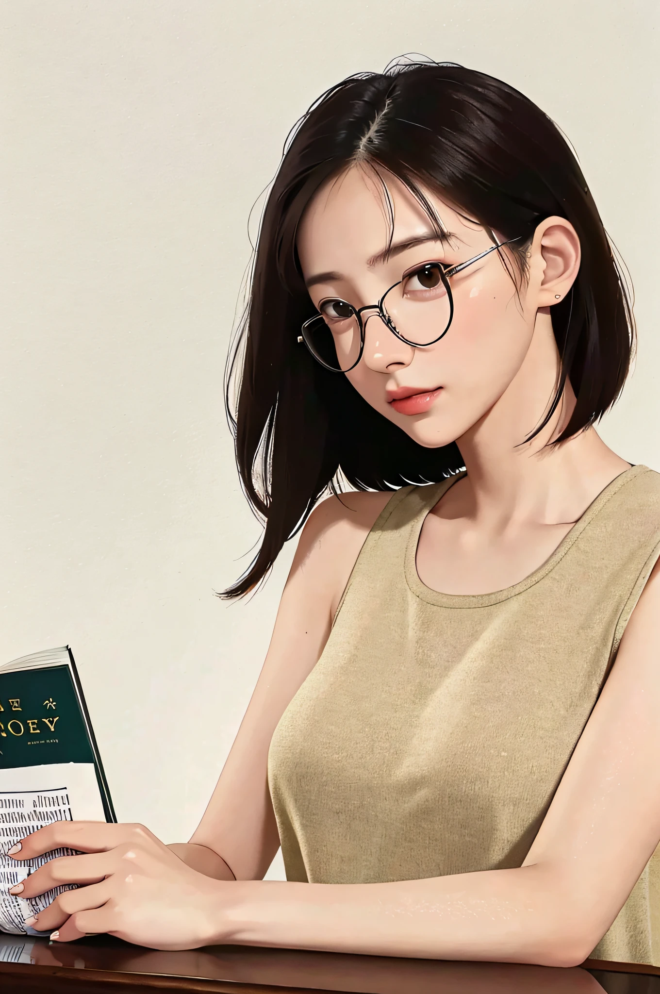 Close-up, Woman, Reading, Book, Glasses, Cozy, Comfortable, Relaxed, Intelligent, Thoughtful, Enthusiastic, Passionate, Curious, Focused, Knowledgeable, Literary, Intellectual, Well-read, Erudite, Cultivated, Educated, Sophisticated, Perceptive, Astute, Observant, Discerning, Refined, Eloquent, Articulate, Poised, Tranquil, Serene, Calm, Content, Inspiring, Empowering, Mindful, Joyful, Beautiful, Natural, Natural Arms, Arm Hair, Nail Care, Nail Polish-Free, Well-groomed Nails, Elegant Fingers, Delicate Hands, Bookmarks, Page Turner, Natural Books, Organic Shapes, Texture, Warmth, 8K Resolution.