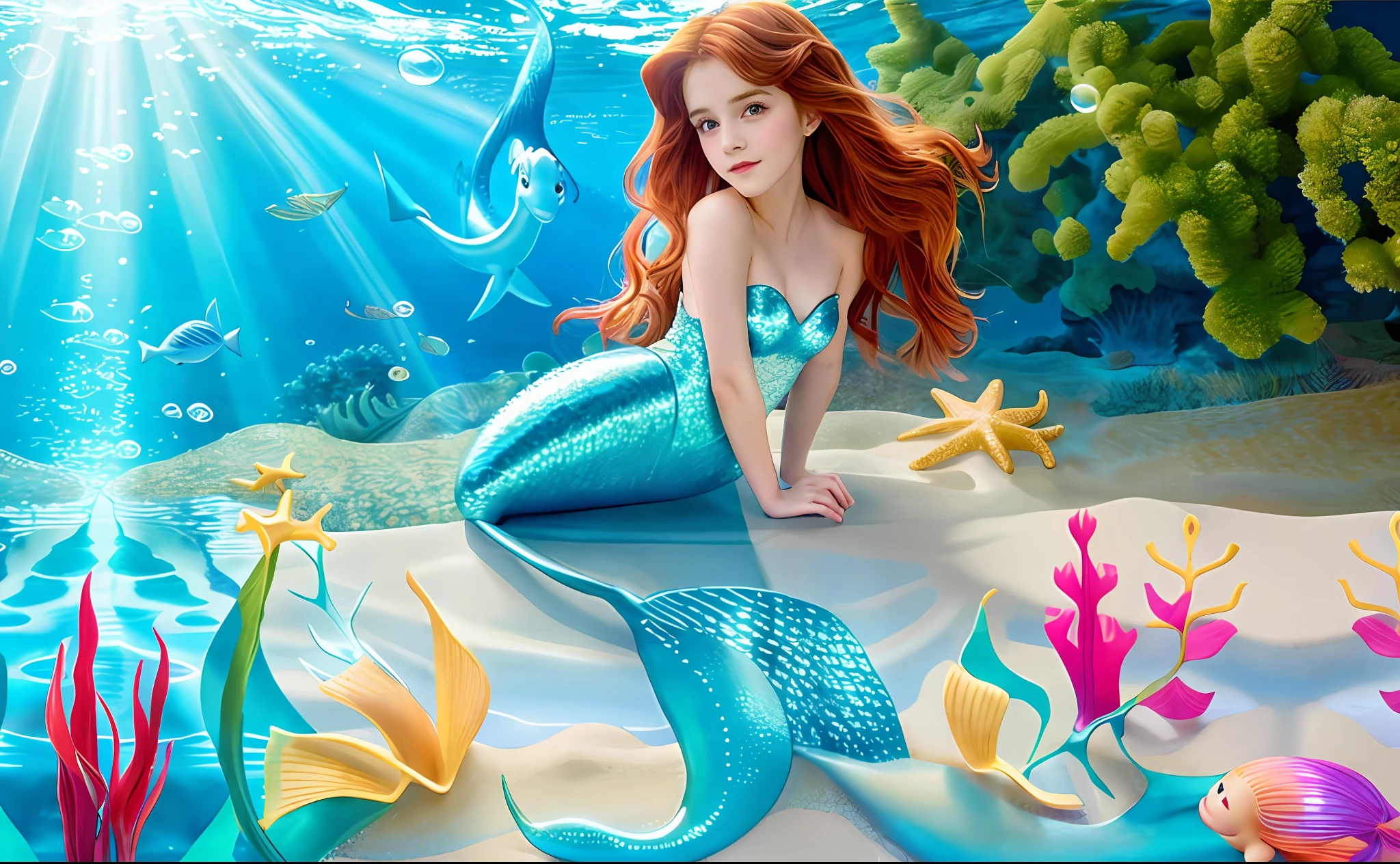 masterpiece, best quality, hd, 8k, highres, super resolution,little mermaid ariel wallpaper, little mermaid ariel, little mermaid, princess ariel, little mermaid, little mermaid magic kingdom, mermaid, disney, disney cartoon, mermaid and fish, disney princess, emma watson as mermaid, disney character style, ariana grande as mermaid, beautiful mermaid, mermaid, Disney's princess, Emma Watson as Sea Mermaid, Disney Disney