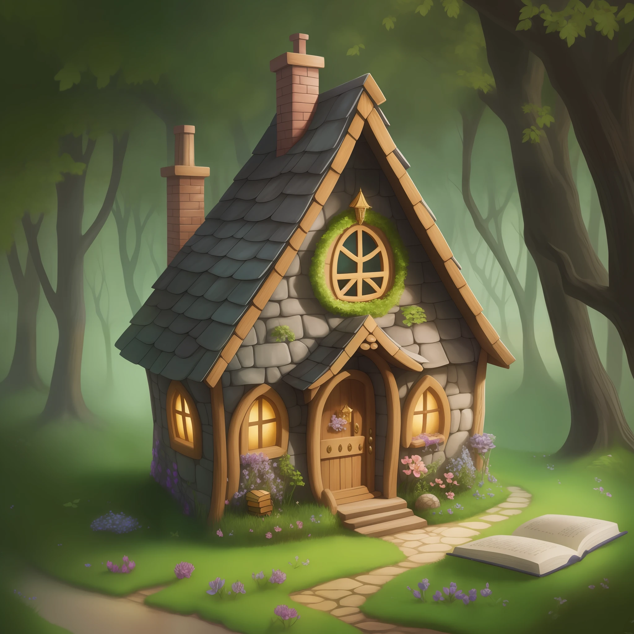 there is a book with a fairy house inside of it, storybook fantasy, magic book, fantasy book illustration, storybook art, story book, fantasy fairytale story, fantasy book, beautiful adult book fairy, very magical and dreamy, storybook style, storybook illustation, storybook realism, a storybook illustration, romantic storybook fantasy, storybook