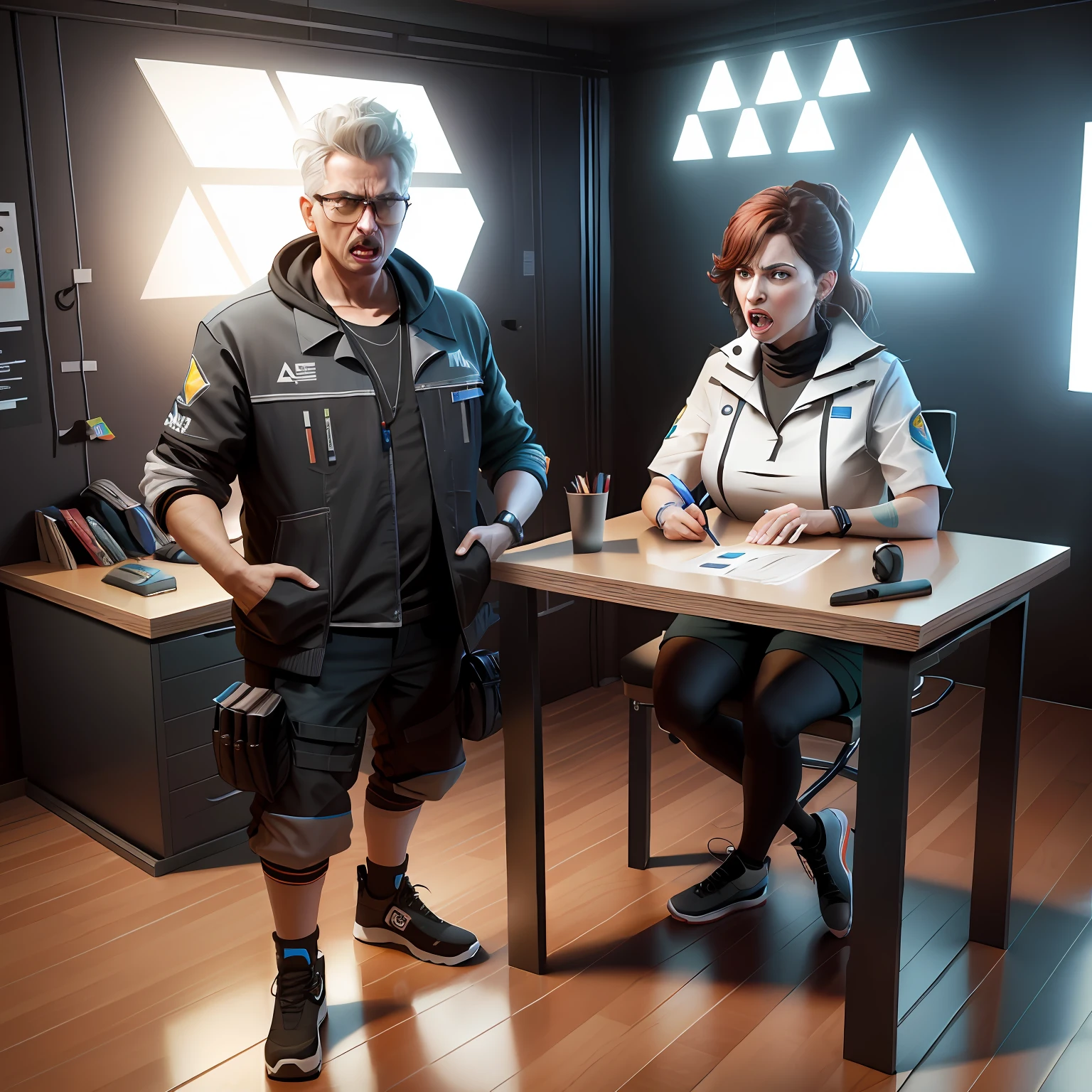 Two people arguing in the office
