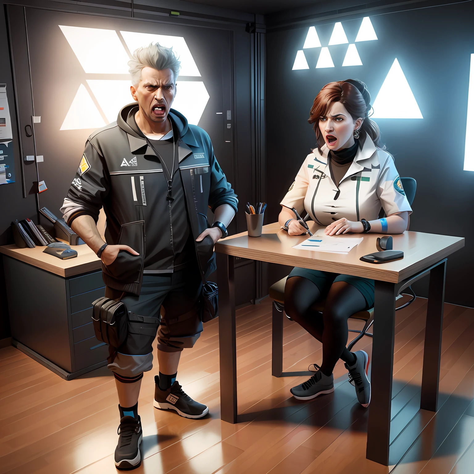 Two people arguing in the office