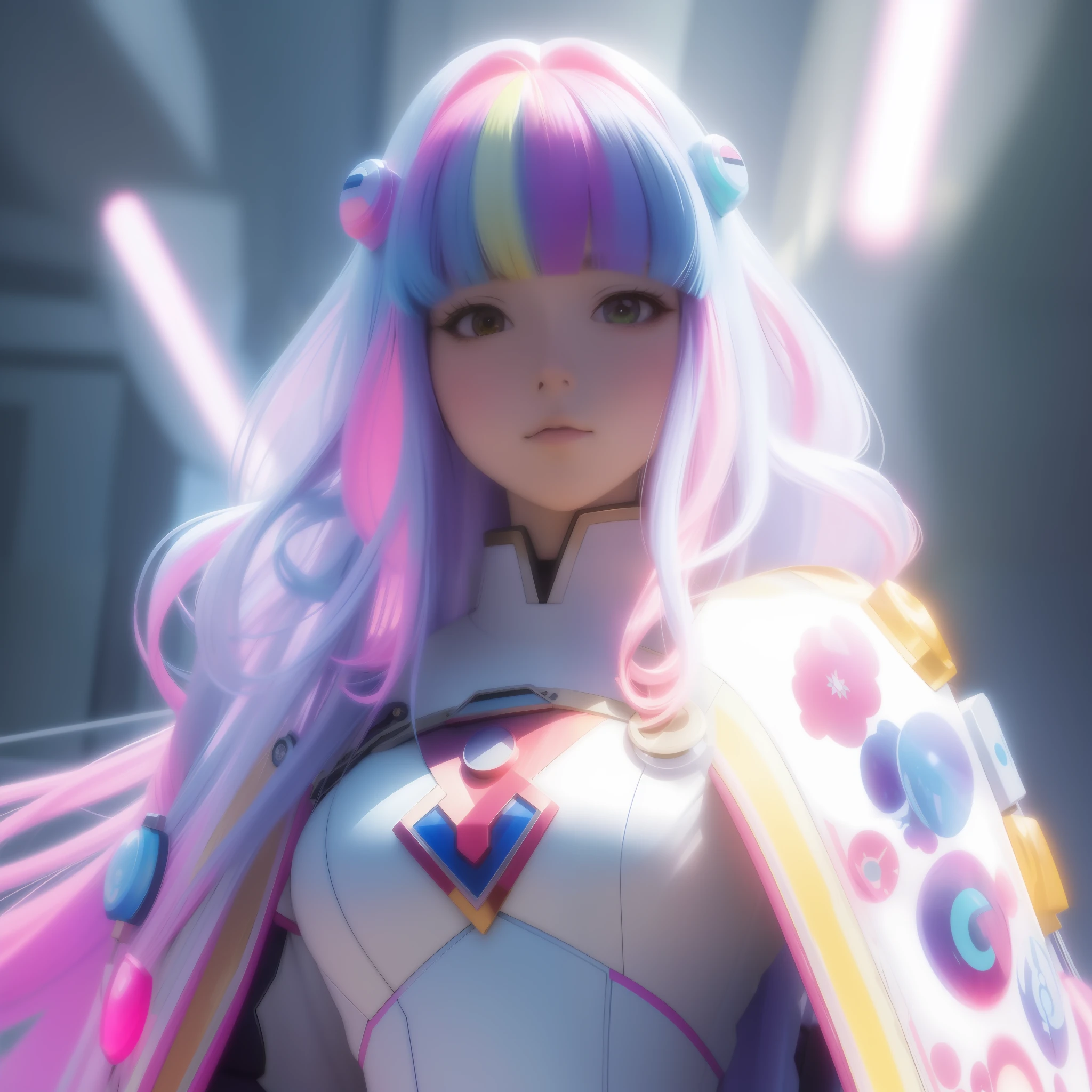 anime girl with long hair and colorful hair posing for a picture, portrait anime space cadet girl, anime girl with cosmic hair, anime style 4 k, rossdraws pastel vibrant, anime styled digital art, digital cyberpunk anime art, anime styled 3d, portrait knights of zodiac girl, anime style. 8k, artwork in the style of guweiz