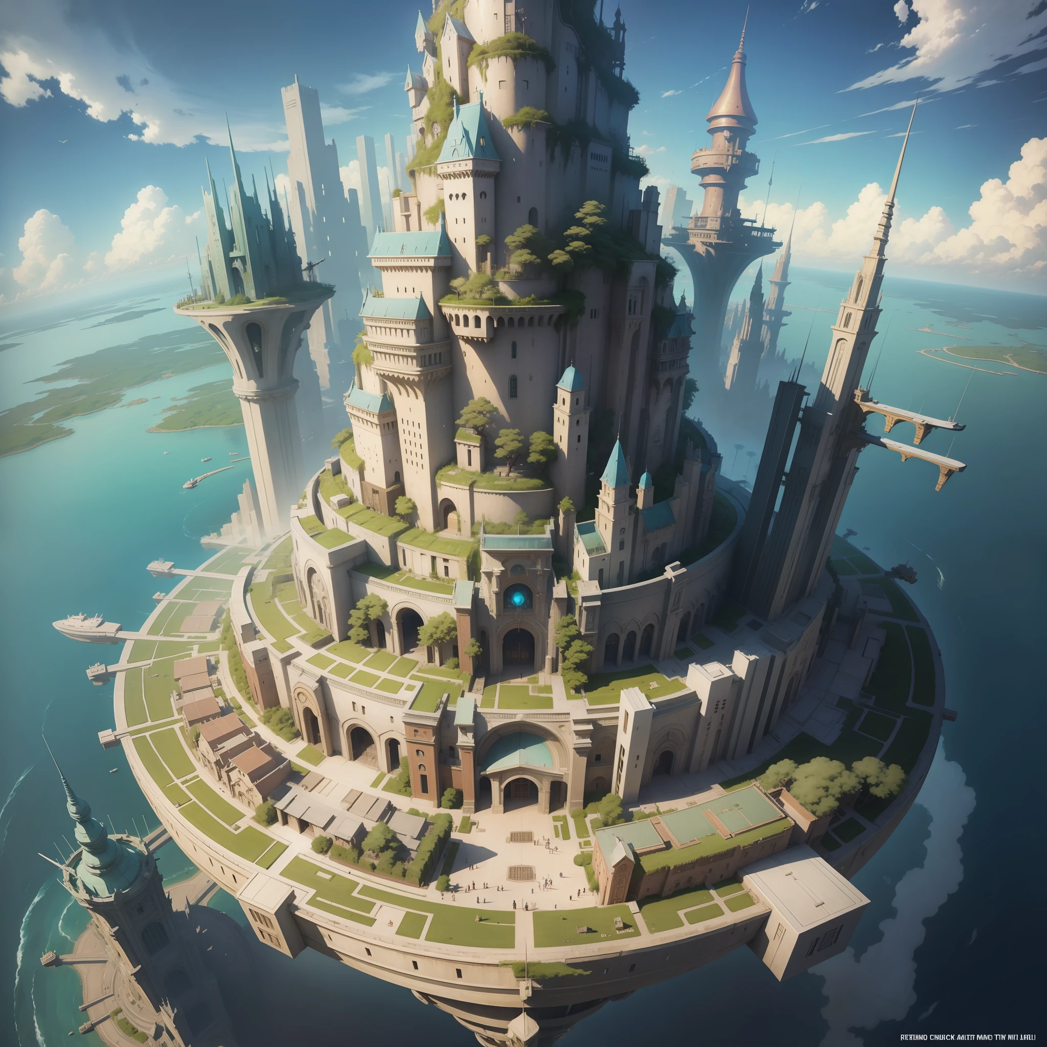 Aerial City Floating City Ghibli Fantasy SE Isekai Future World Cyberpunk Top Quality Masterpiece