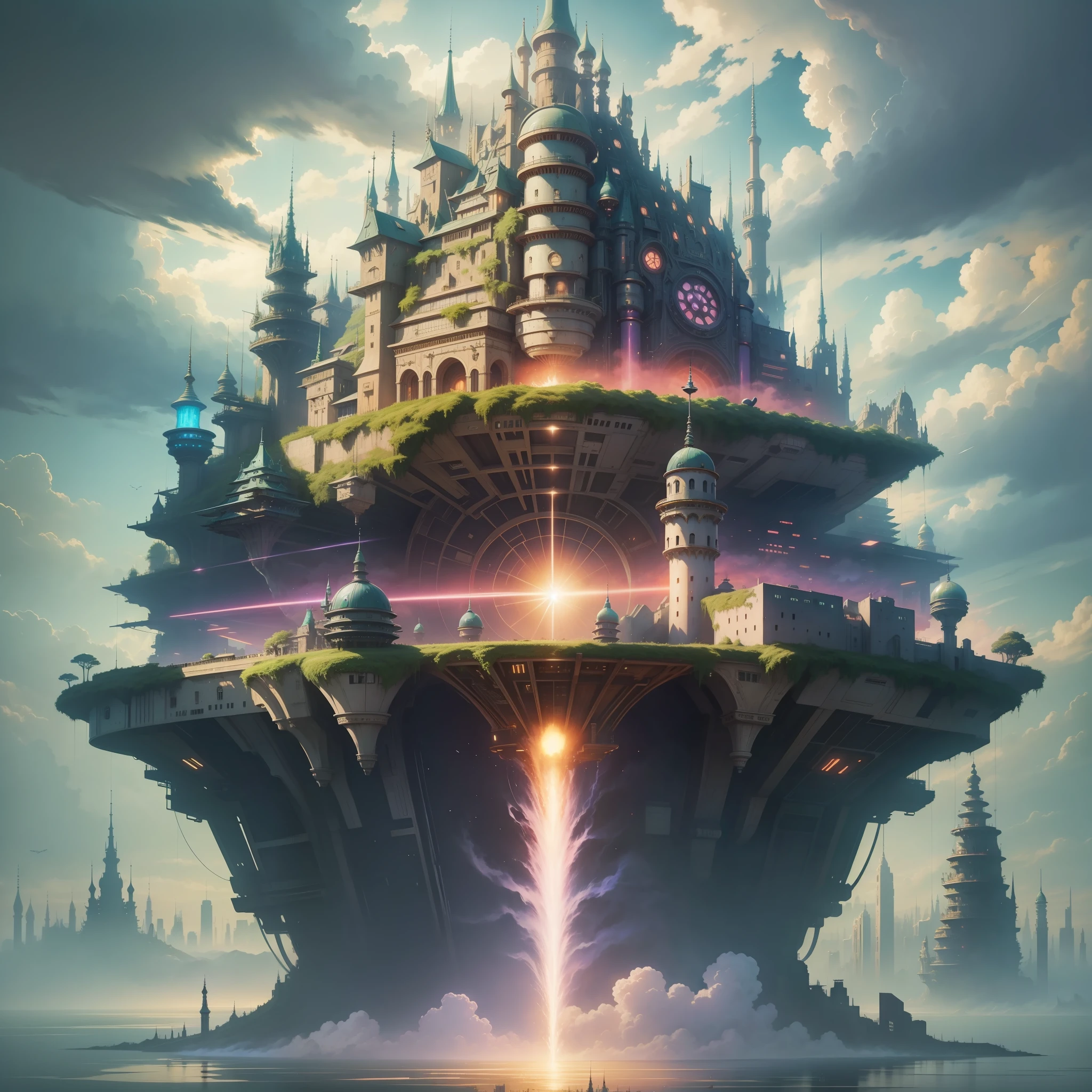 Aerial City Floating City Ghibli Fantasy SE Isekai Future World Cyberpunk Top Quality Masterpiece