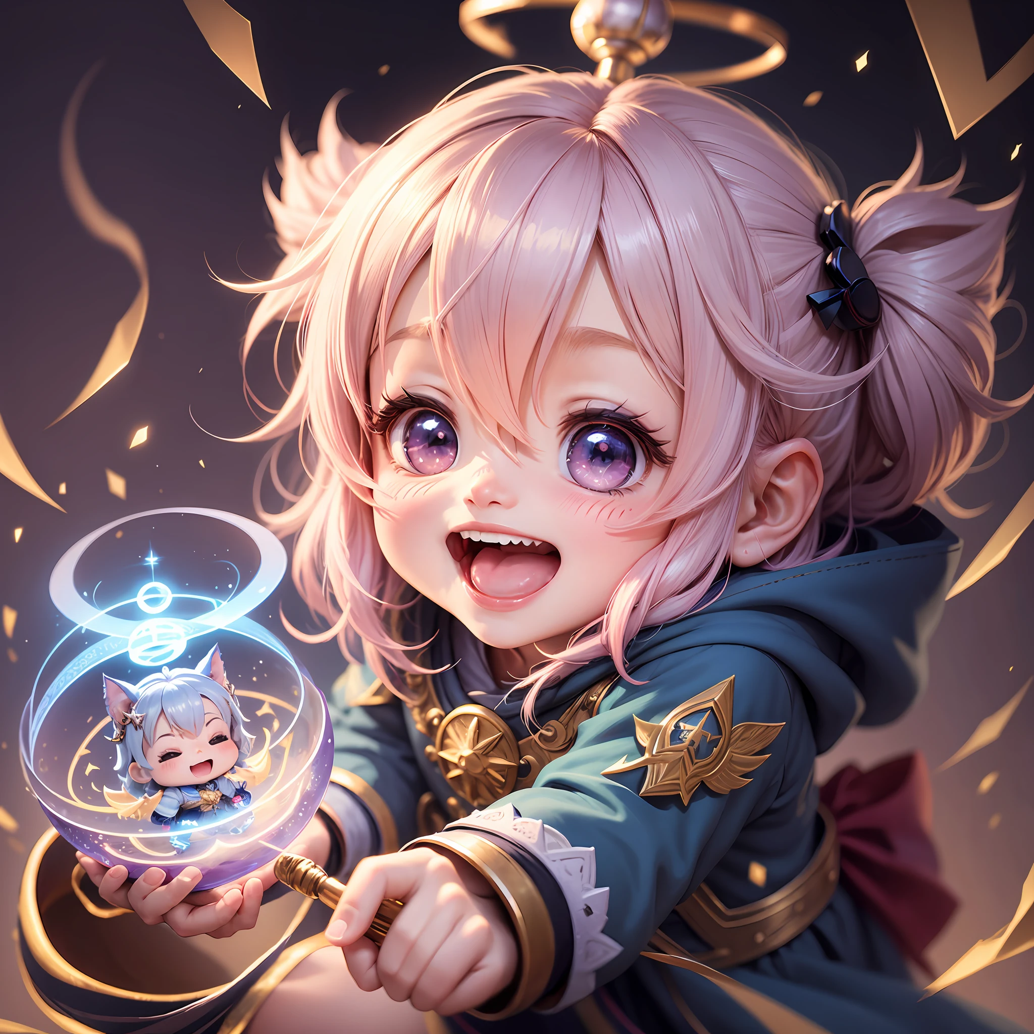 chibi, wizard, cute, singing, training, light, unreasonableness, halo, laughing --auto --s2