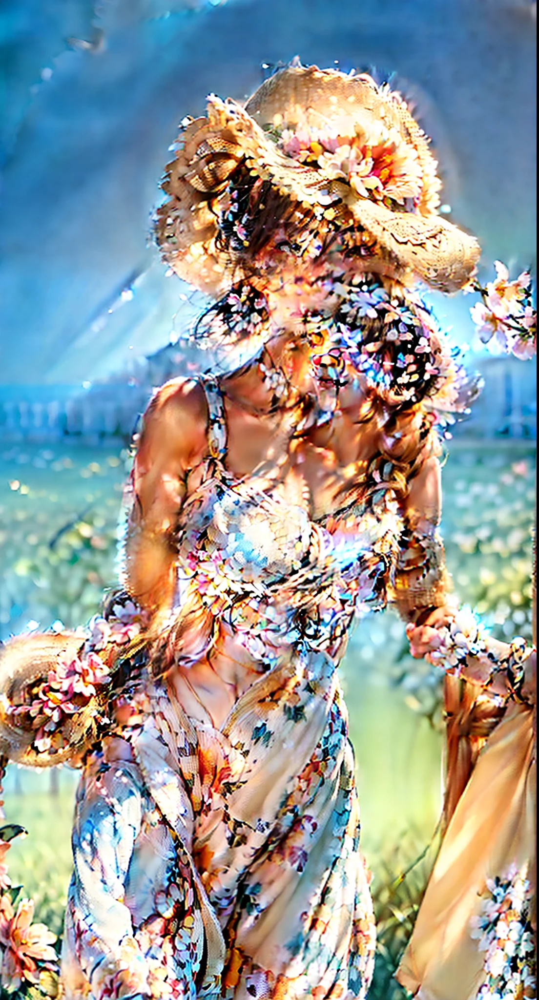 (extreme close up:1.5), (face focus:2),(Style of ???? ???:1.5),
((side face:2)),(1girl surrounded by soft_light:1.5), (backlighting:1.8), (lighting),(flowing fabric:1.3), ((Floral_summer_dress:1.5),(Straw_hat:1.3)),
(masterpiece), realistic, HDR, highly detailed, 8k, raw photo,
ambient occlusion, natural, harmonious composition, warm tones, fine art photography,