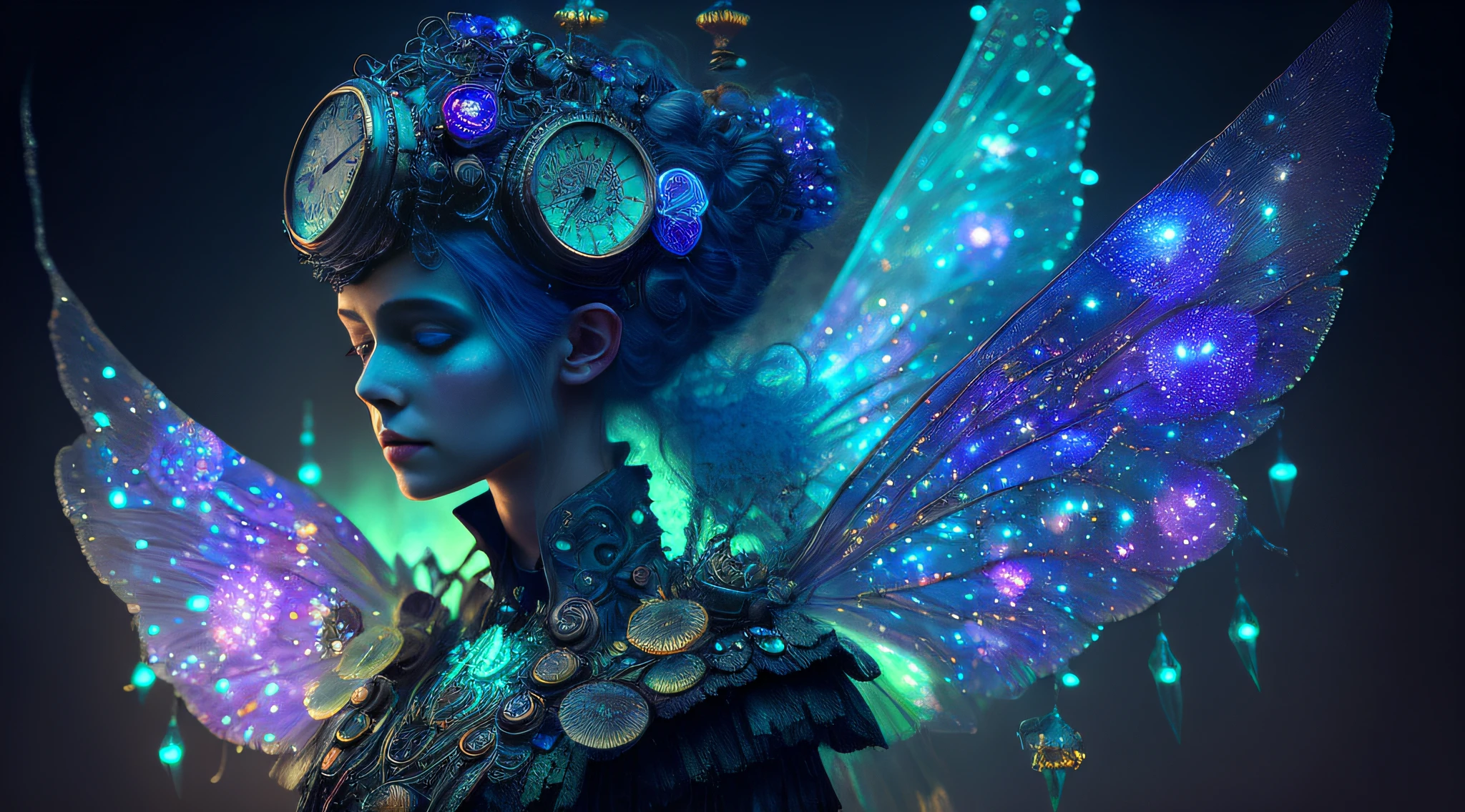 dream art,
bioluminescent fluorescent fairy, steampunk details, nebula,
chromatic aberration, reflections, insane details, intricate details, hyperdetailed, realistic, photo, canon, dreamlike, art, hyperdetailed photorealism by greg rutkowski