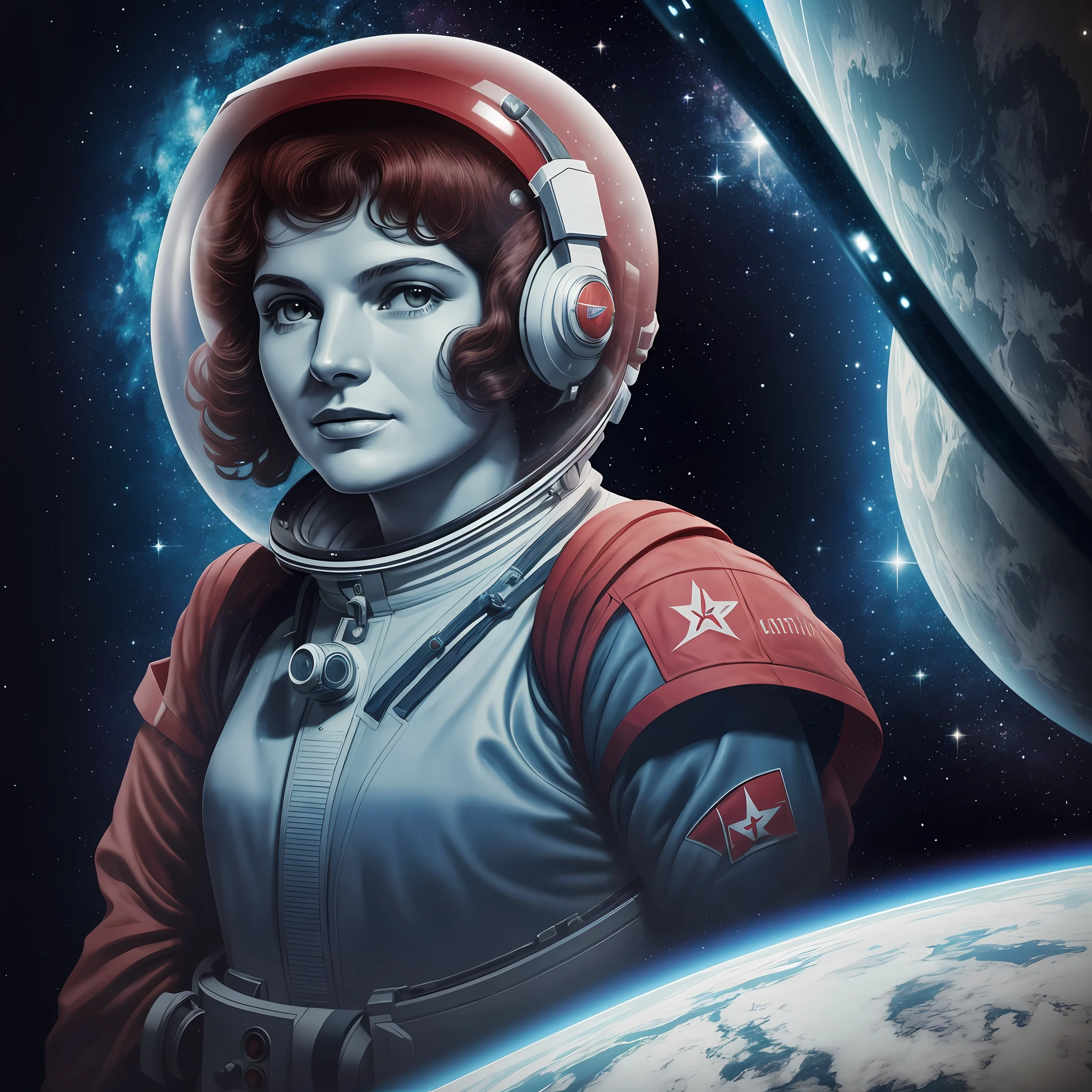AI Portraits of Stellar Achievers: Celebrating Women's Contributions to Space Exploration

1963: Valentina Tereshkova - Soviet cosmonaut. She was the first woman to travel in space on a solo mission aboard the spacecraft Vostok 6a. full body, wide view, 32k resolutions, high performance, best masterpiece, realistic photography