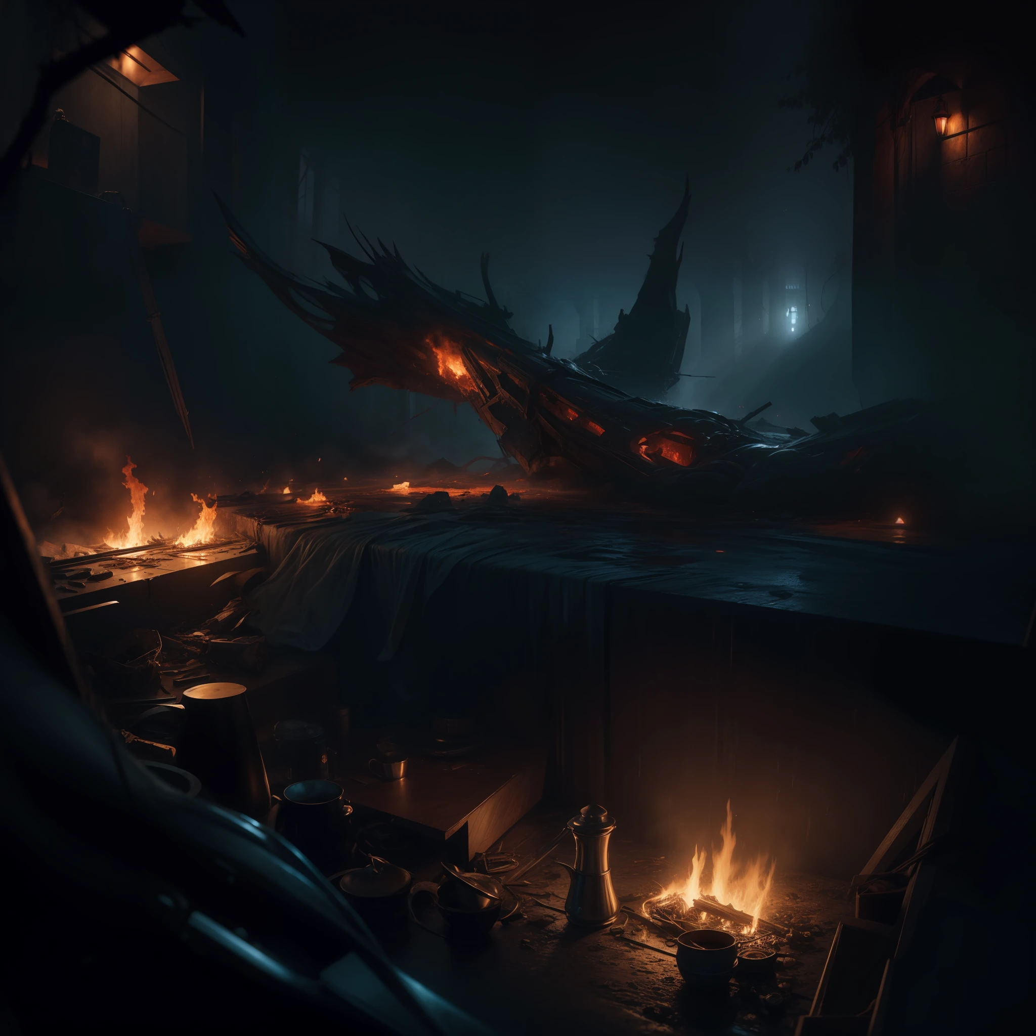 (Masterpiece, Epic Quality, Epic Realism, Ultra Resolution, 8K Photo Unity, Epic Detail: 1.1), (Blood Magic: 1.2), Death, Intricate Details, Dynamic Angle, The Most Beautiful Form of Chaos, Battlefield, (Corpses, Bloody Whirlwind, Ash Rain), Intricate Details, Water Splashes, Fire, Rim Lighting, Soft Lighting, (Professional Photography, Photorealism, Hyperrealism), Ray Tracing, HDR