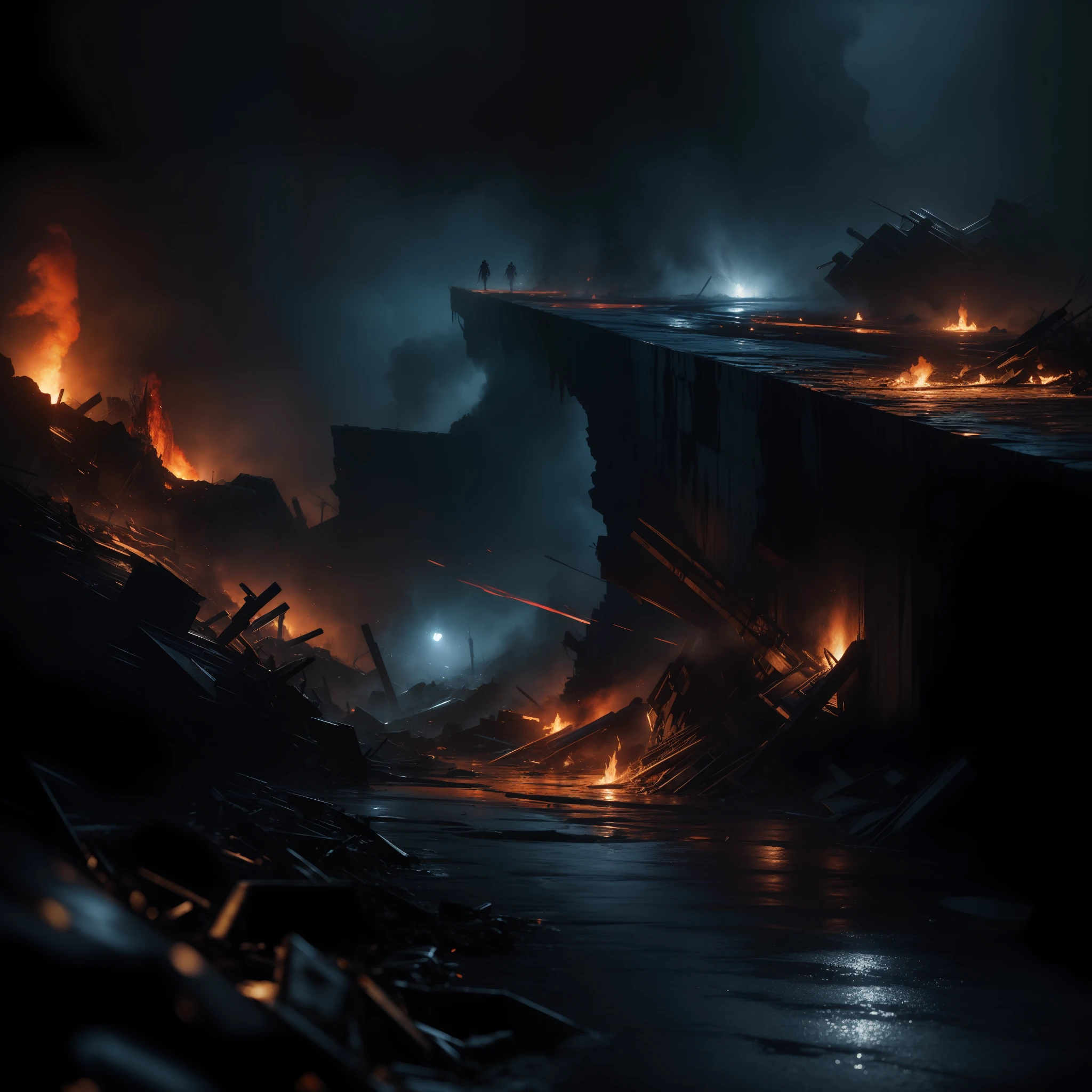 (Masterpiece, Epic Quality, Epic Realism, Ultra Resolution, 8K Photo Unity, Epic Detail: 1.1), (Blood Magic: 1.2), Death, Intricate Details, Dynamic Angle, The Most Beautiful Form of Chaos, Battlefield, (Corpses, Bloody Whirlwind, Ash Rain), Intricate Details, Water Splashes, Fire, Rim Lighting, Soft Lighting, (Professional Photography, Photorealism, Hyperrealism), Ray Tracing, HDR