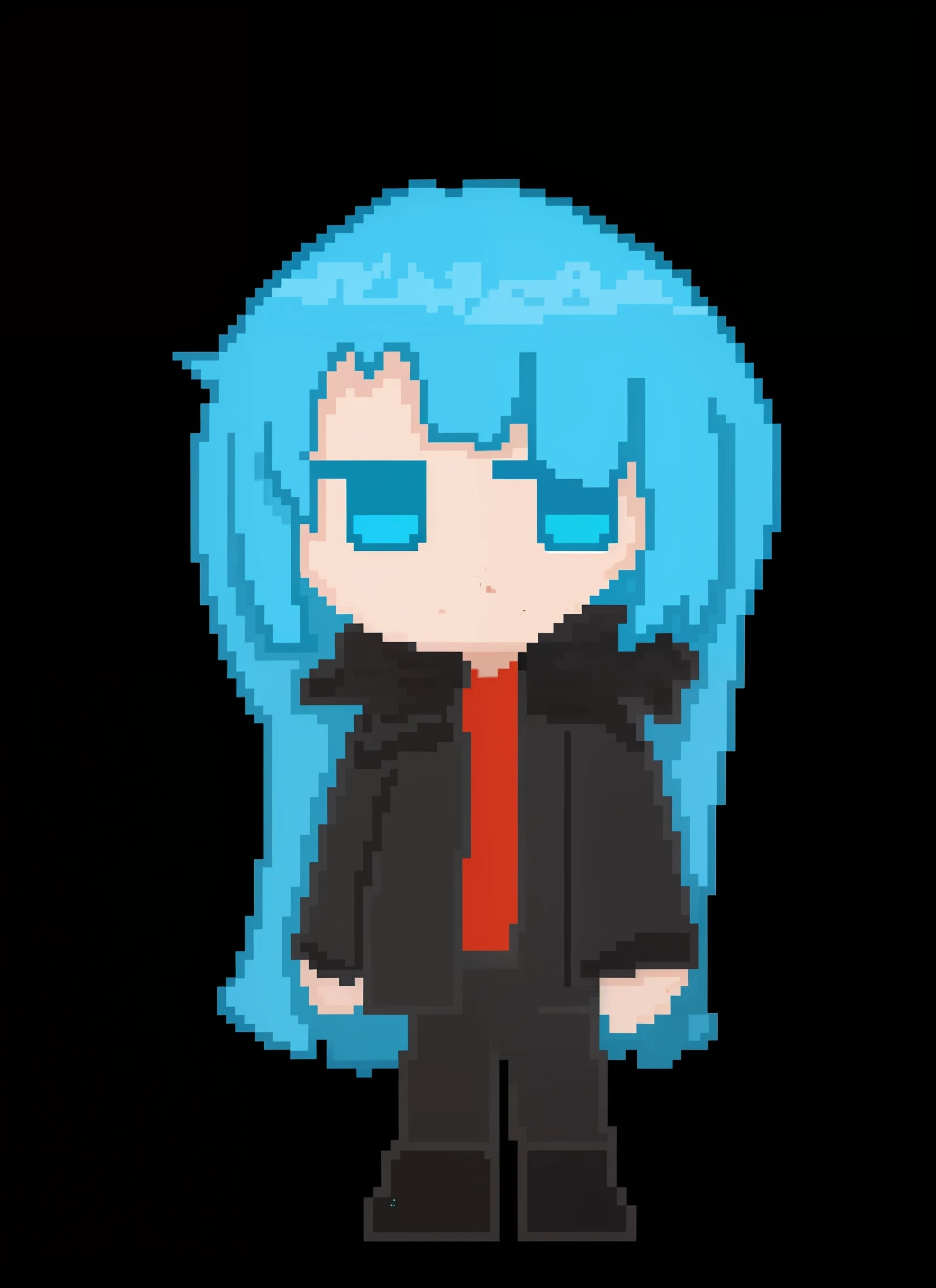 Blue-haired girl pixel HD