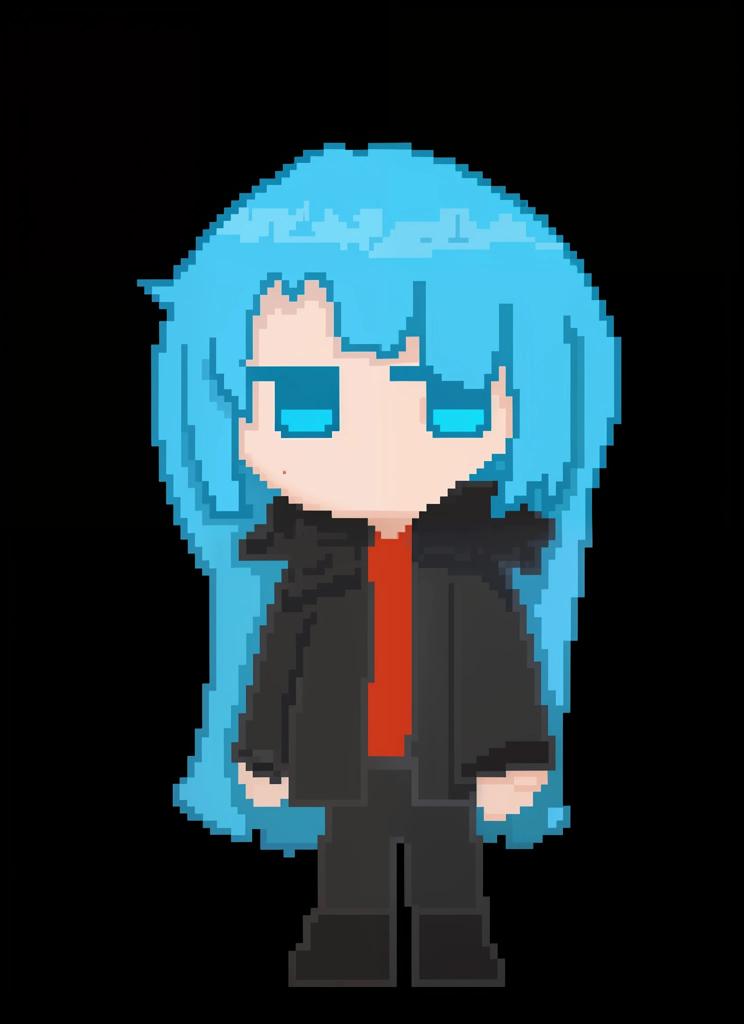 Blue-haired girl pixel HD