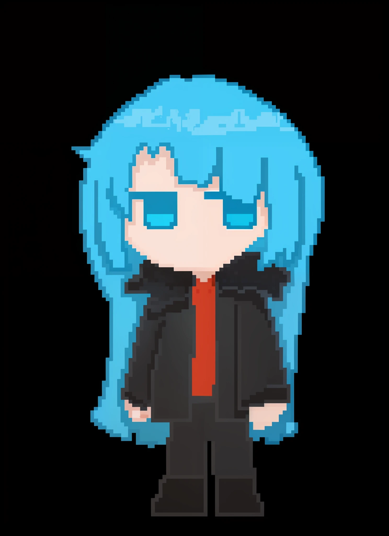 Blue-haired girl pixel HD