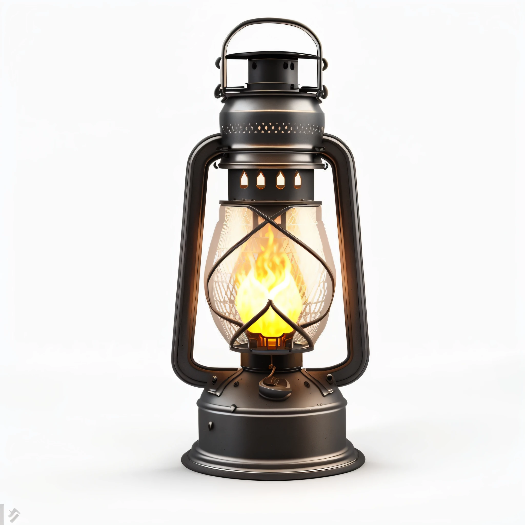 gas lantern 3d, 3d render, ultra realistic, top viewer, white background