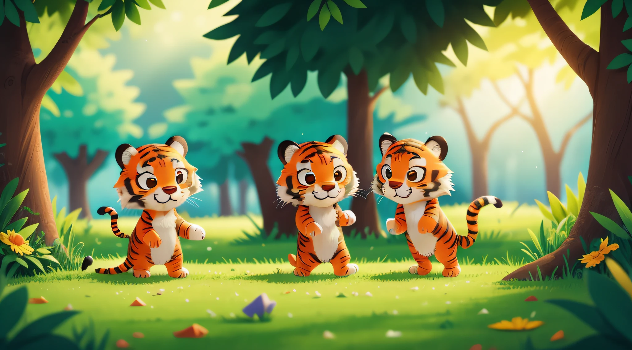 little tiger playing in the park, 4k