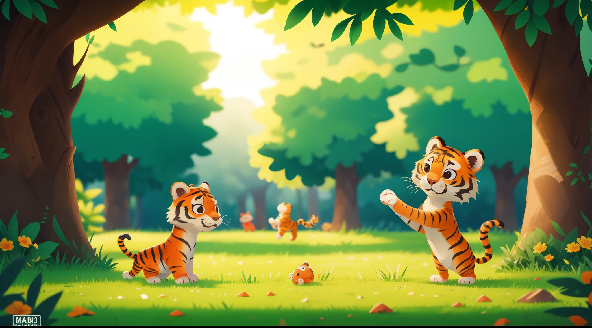 little tiger playing in the park, 4k