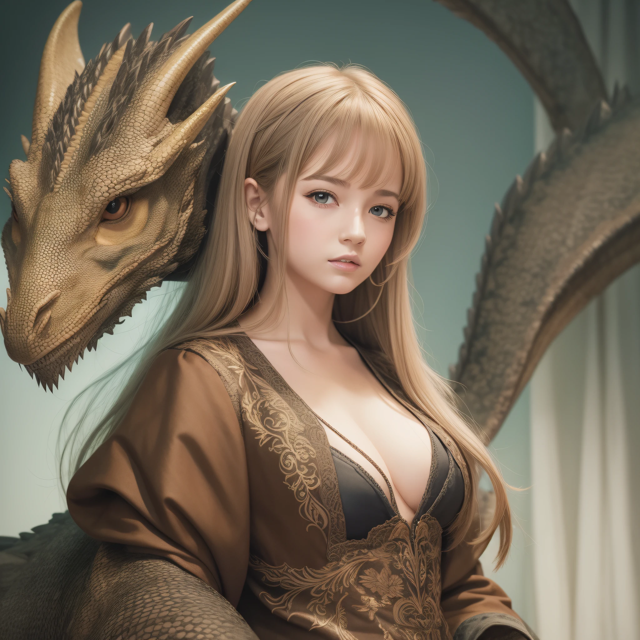 Illustration of a girl with a dragon