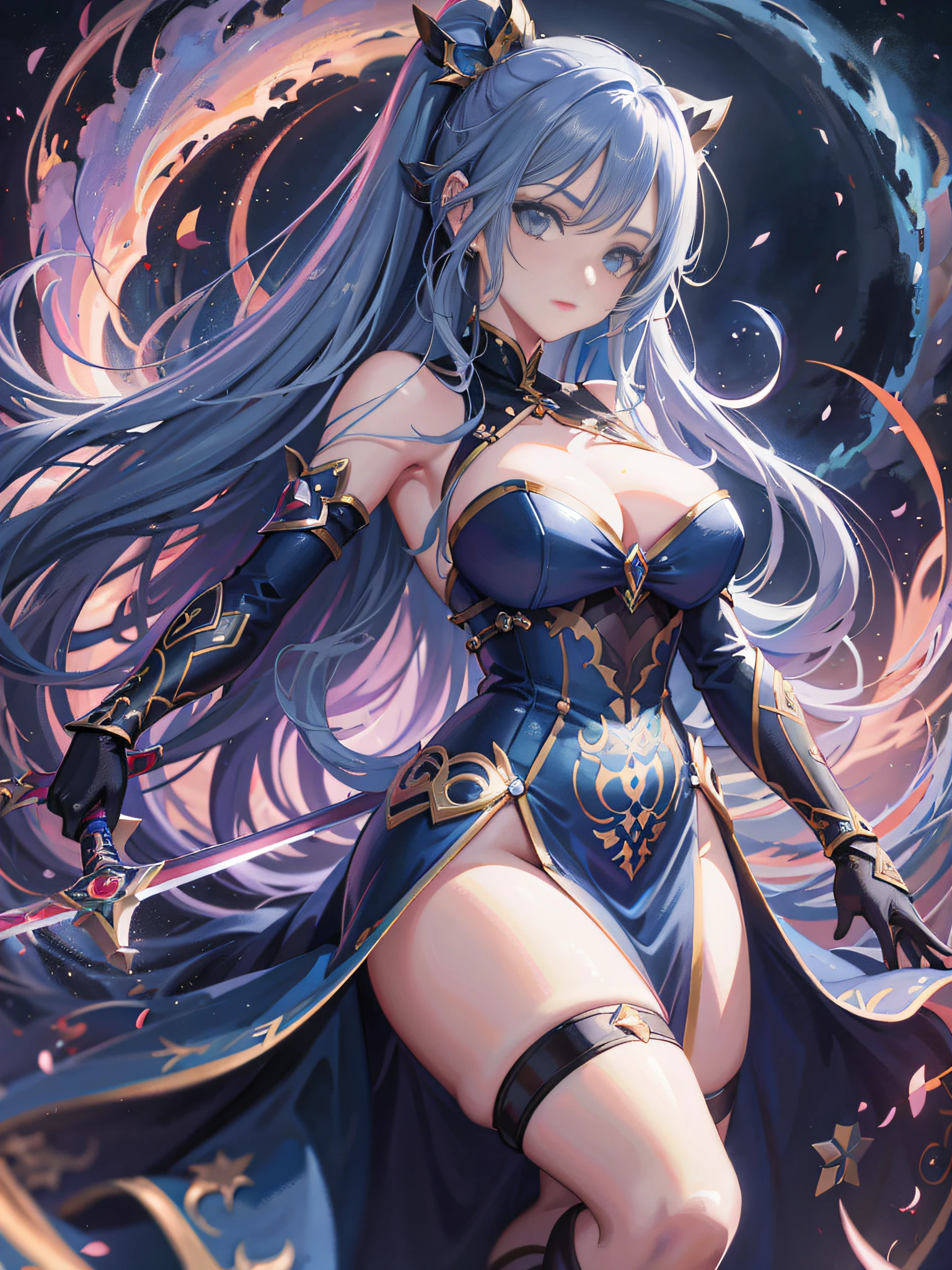 a close up of a woman with long hair and a sword, extremely detailed artgerm, 2. 5 d cgi anime fantasy artwork, anime fantasy artwork, portrait knights of zodiac girl, beautiful alluring anime woman, artgerm. anime illustration, artgerm on artstation pixiv, anime goddess, seductive anime girl, 8k high quality detailed art