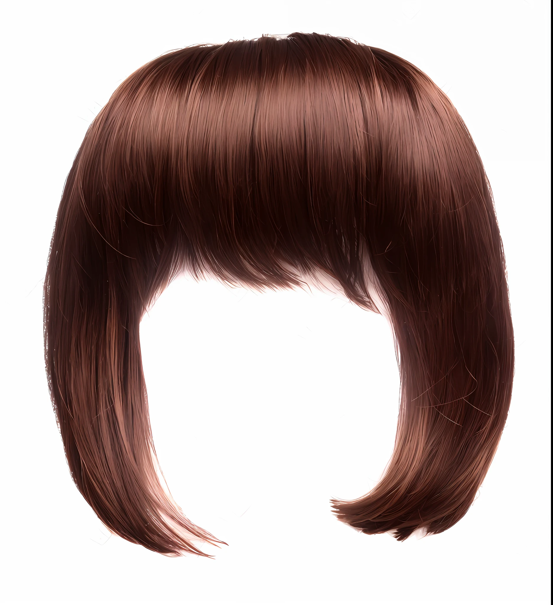 a close up of a brown wig with a fringe on it, brown hair fringe, big brown fringe, straight fringe, brown bangs, brown fringe, wig, brown hair with bangs, reddish - brown, brown neat hair, hipster hair fringe, straight bangs, brown hair and bangs, shoulder-long straight, red wig, short brown hair with bangs, brown bob haircut