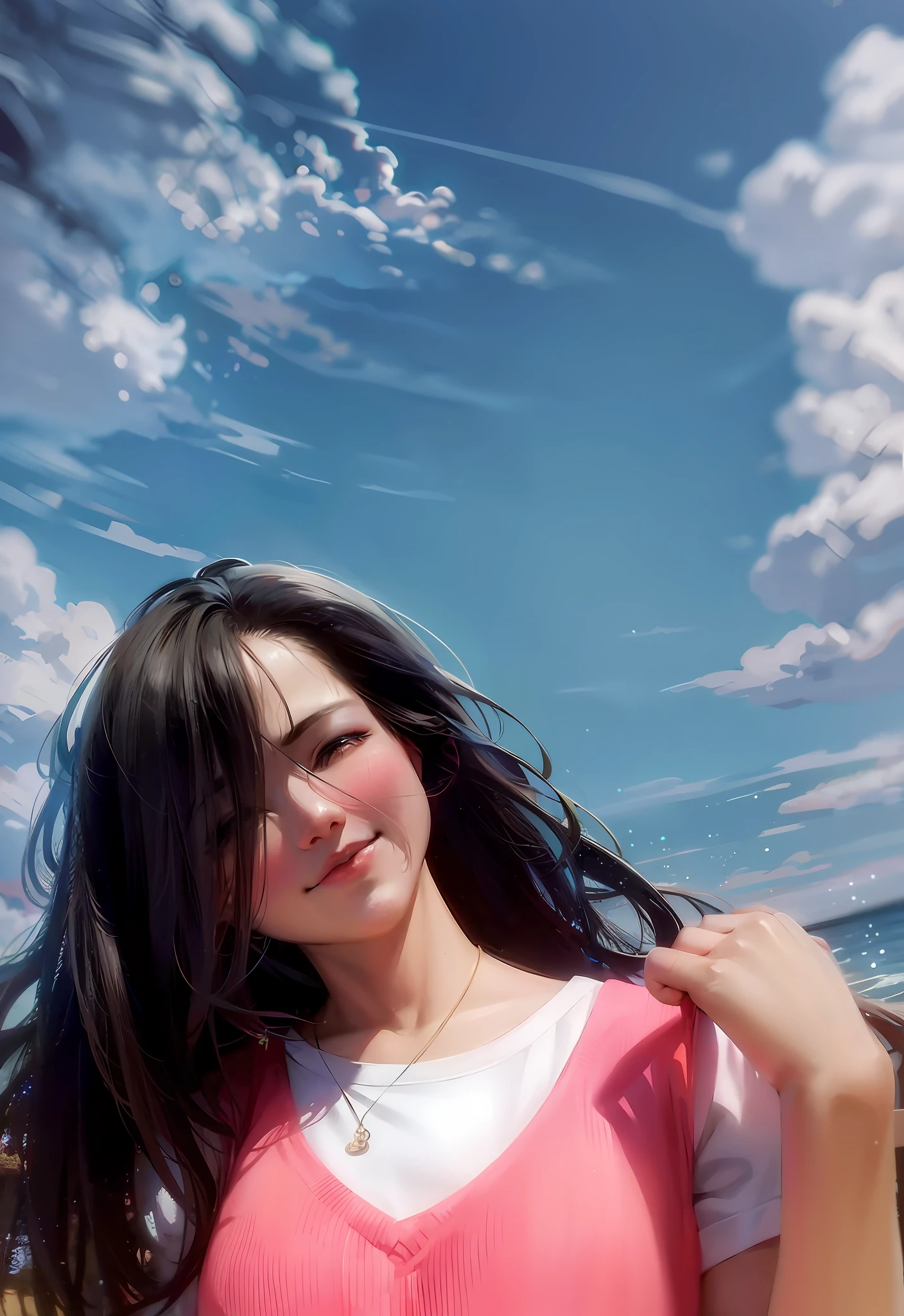 Add a misty sky background.