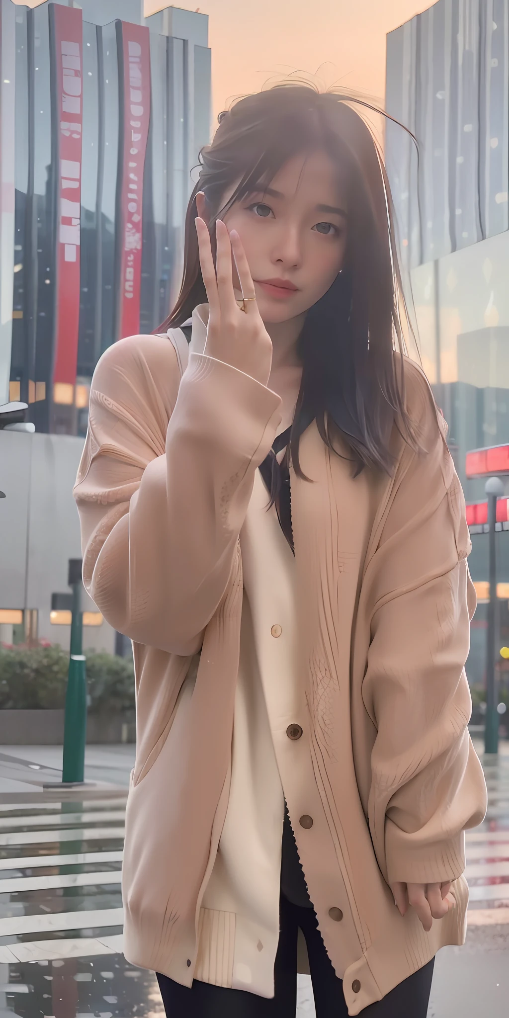 mix4,(8k, RAW photo, best quality, master:1.2), (realistic, photo-realistic:1.37),1girl,cute,cityscape,night,rain,wet,professional lighting,photon mapping,radiosity,physically-based rendering ,