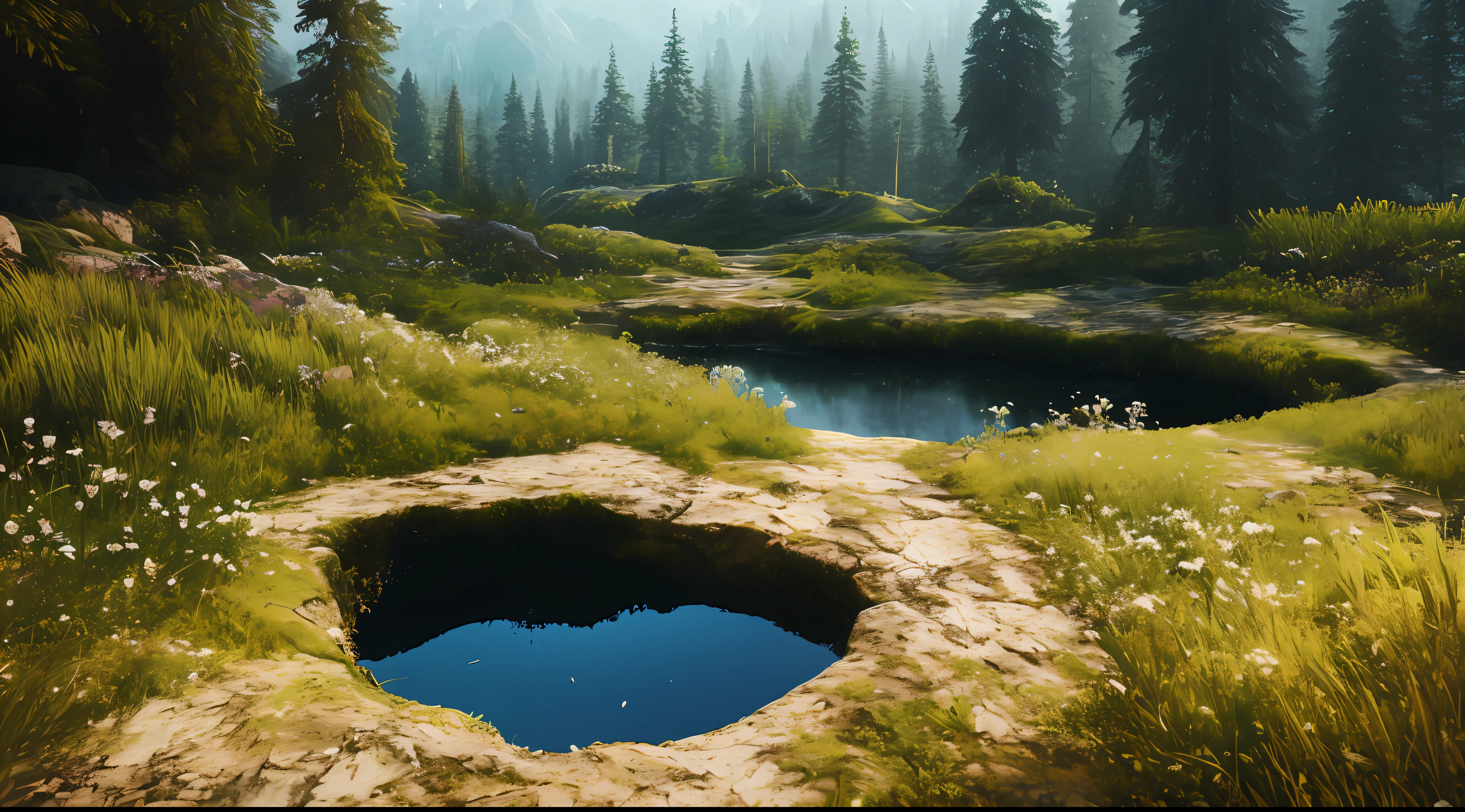 photorealistic shot of natural terrain with digged living hole, masterpiece, ultra high res, (photorealistic:1.4), cinema lighting, insanely detailed, hyper realistic, intricate design, fine details, octane render