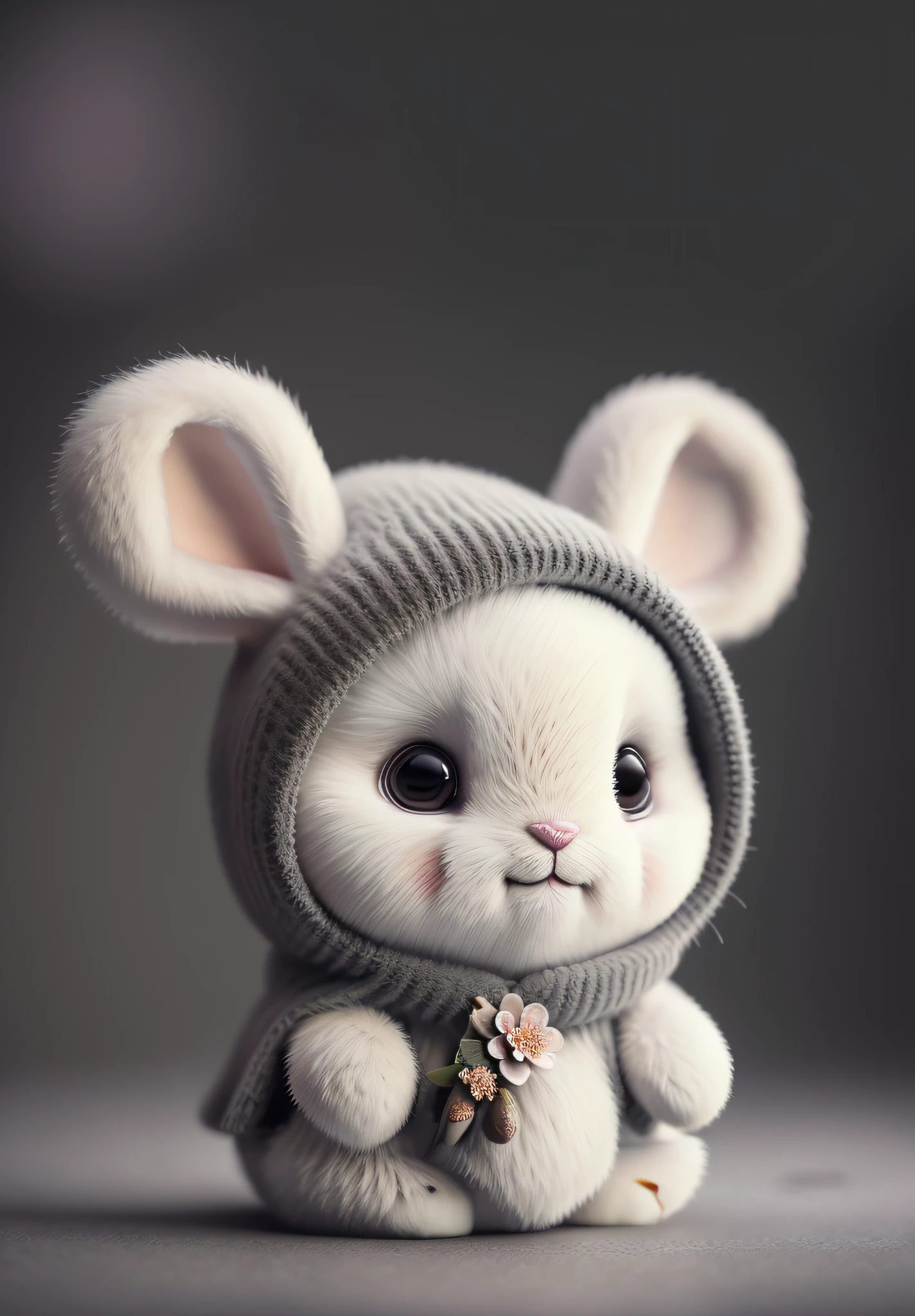 bunny, blur, bunny, flower, nature, no_humans, depth of field, to8contrast style, DARK_Glam, wearing DRK_Glam, deep shadows, (dark: 1.4), (8k, RAW photo, best quality, masterpiece: 1.2)