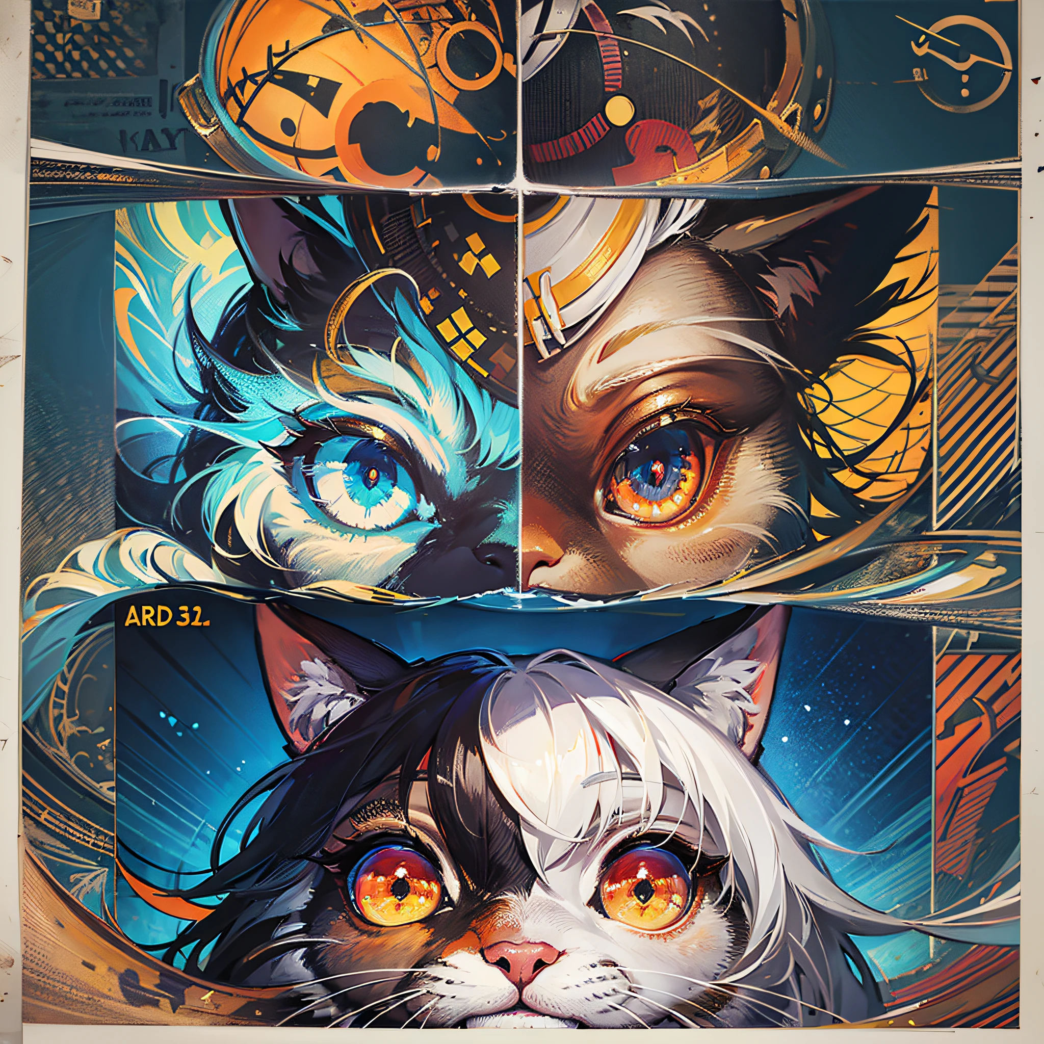 A highly detailed advertising poster, watch anime, pop art, typography, vintage paper, rule of thirds, trend in artstation, written art/cats --auto --s2