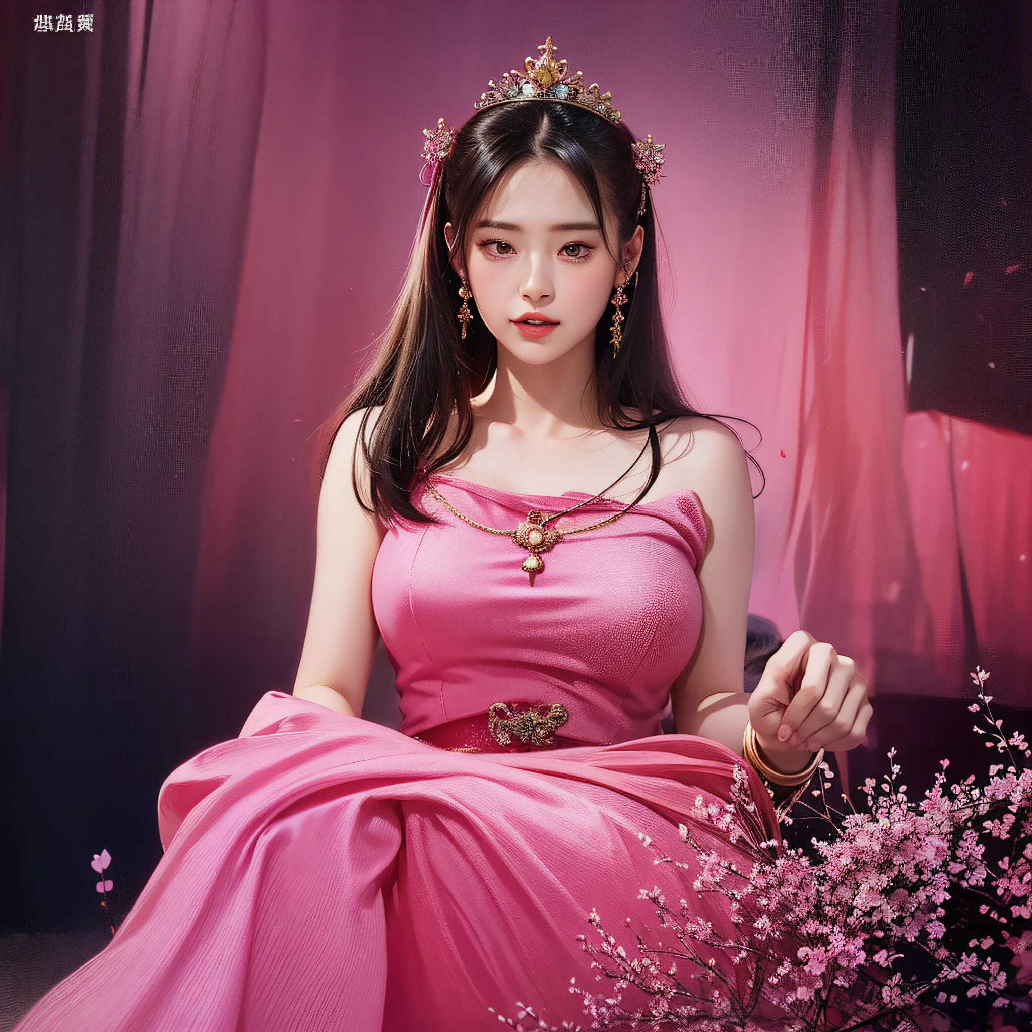 anime girl in a pink dress with a sword and a bow, a beautiful fantasy empress, by Yang J, by Qu Leilei, g liulian art style, bian lian, full body xianxia, by Leng Mei, by Fan Qi, sakimi chan, by Chen Lin, inspired by Du Qiong, anime fantasy illustration, a beautiful artwork illustration