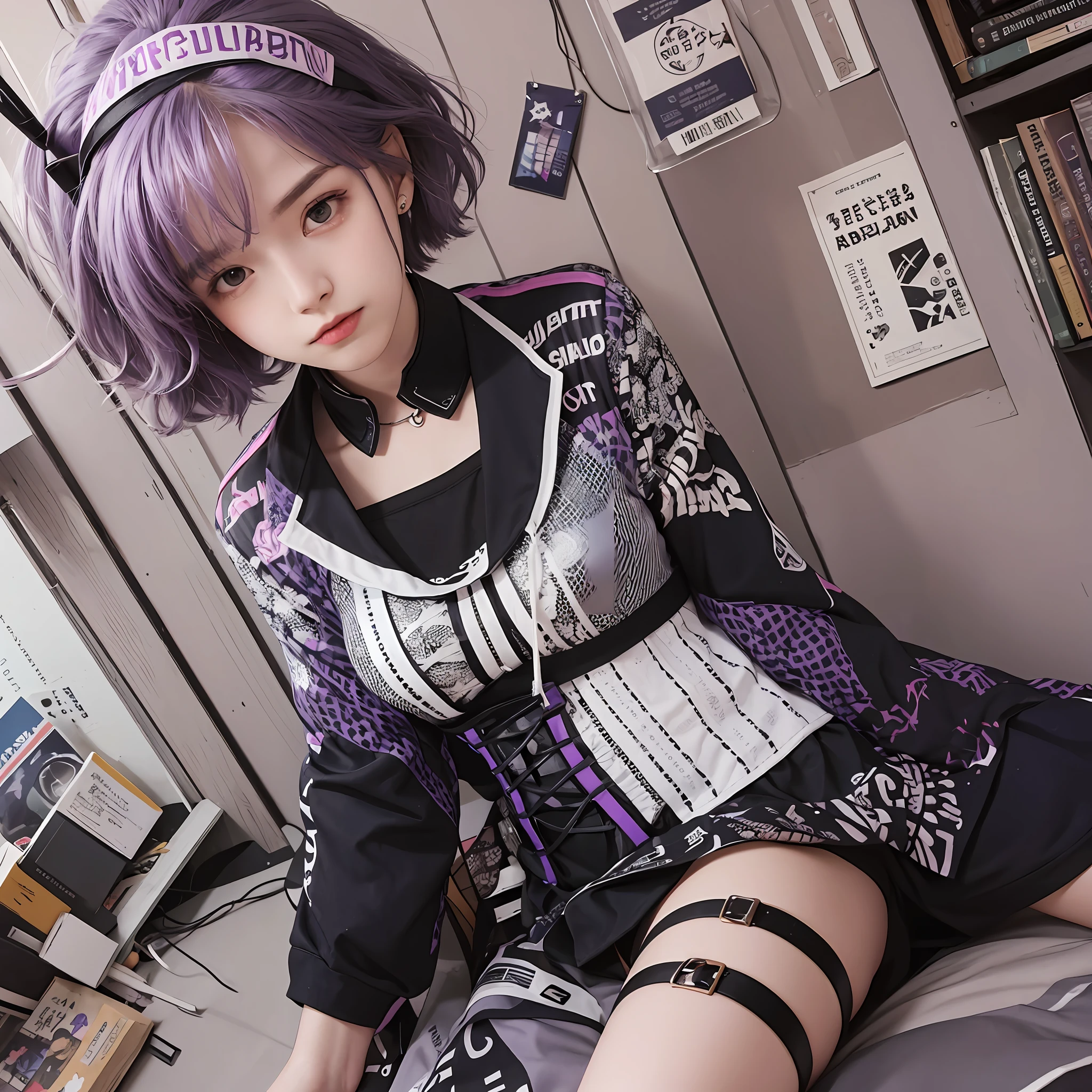 Esports girl, 18 years old, short purple hair, corset, chili library --auto --s2