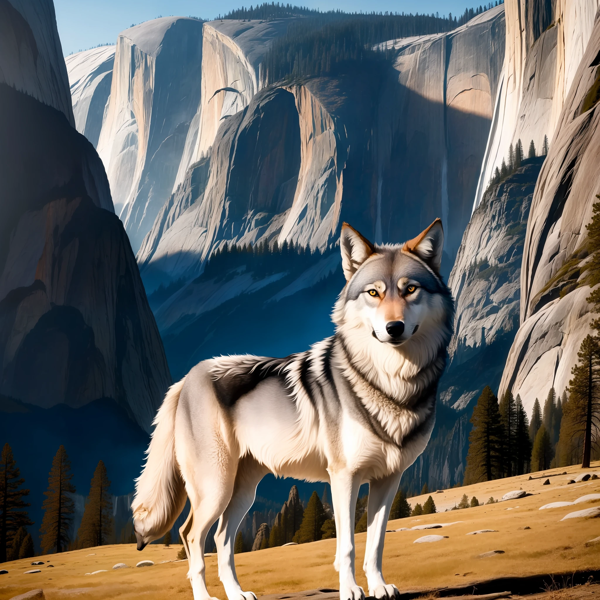 A wolf in Yosemite National Park, chilly nature documentary film photography