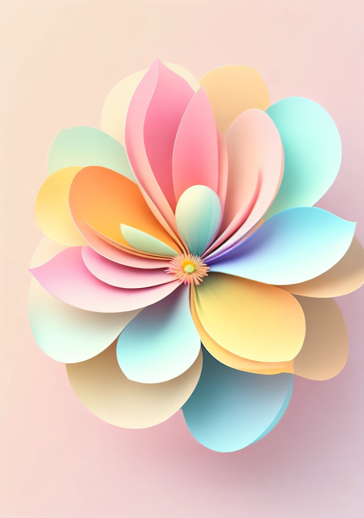 "A flower, cartoon illustration, in a gradient of pastel colors"