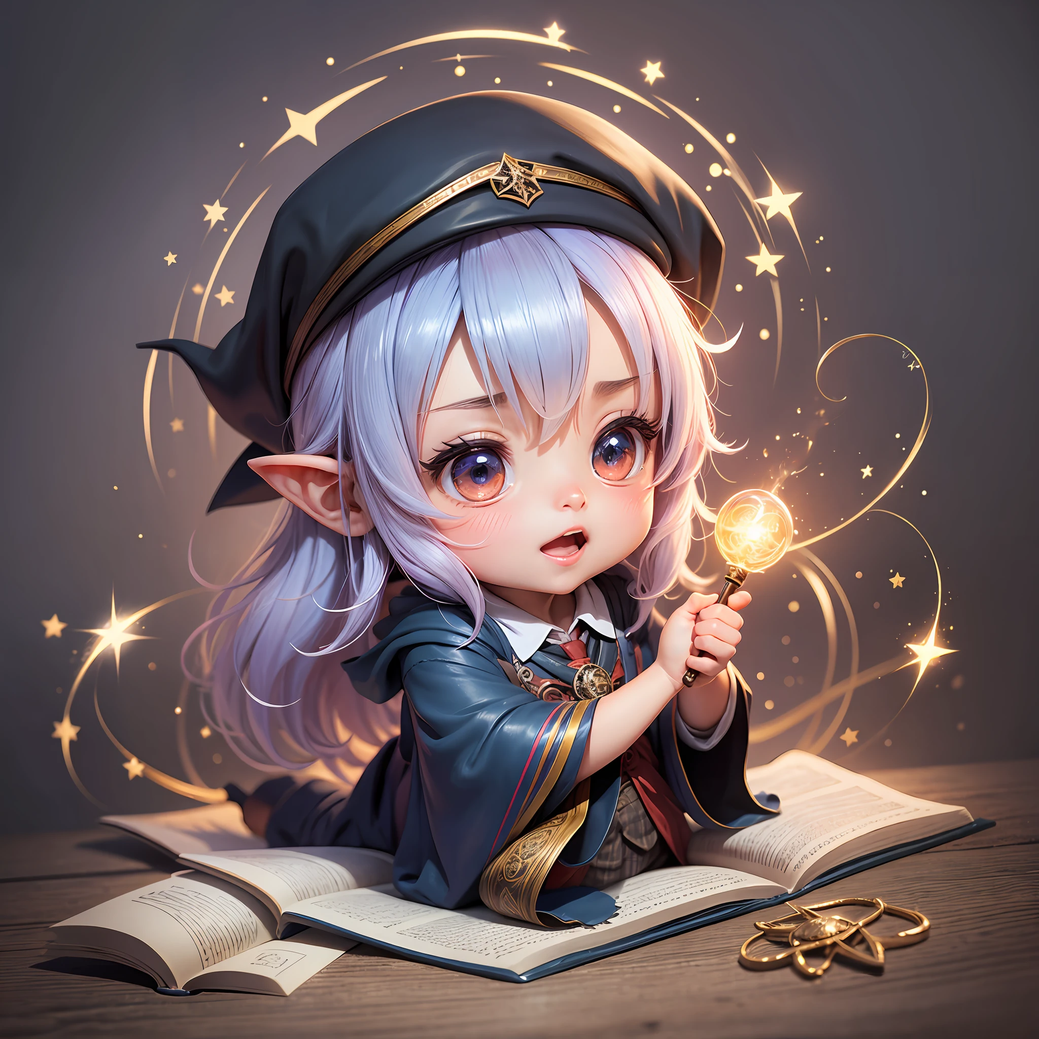 chibi, wizard, wizarding school, graduation, reward, fun, satisfaction, unreasonableness, light, brilliance, friend