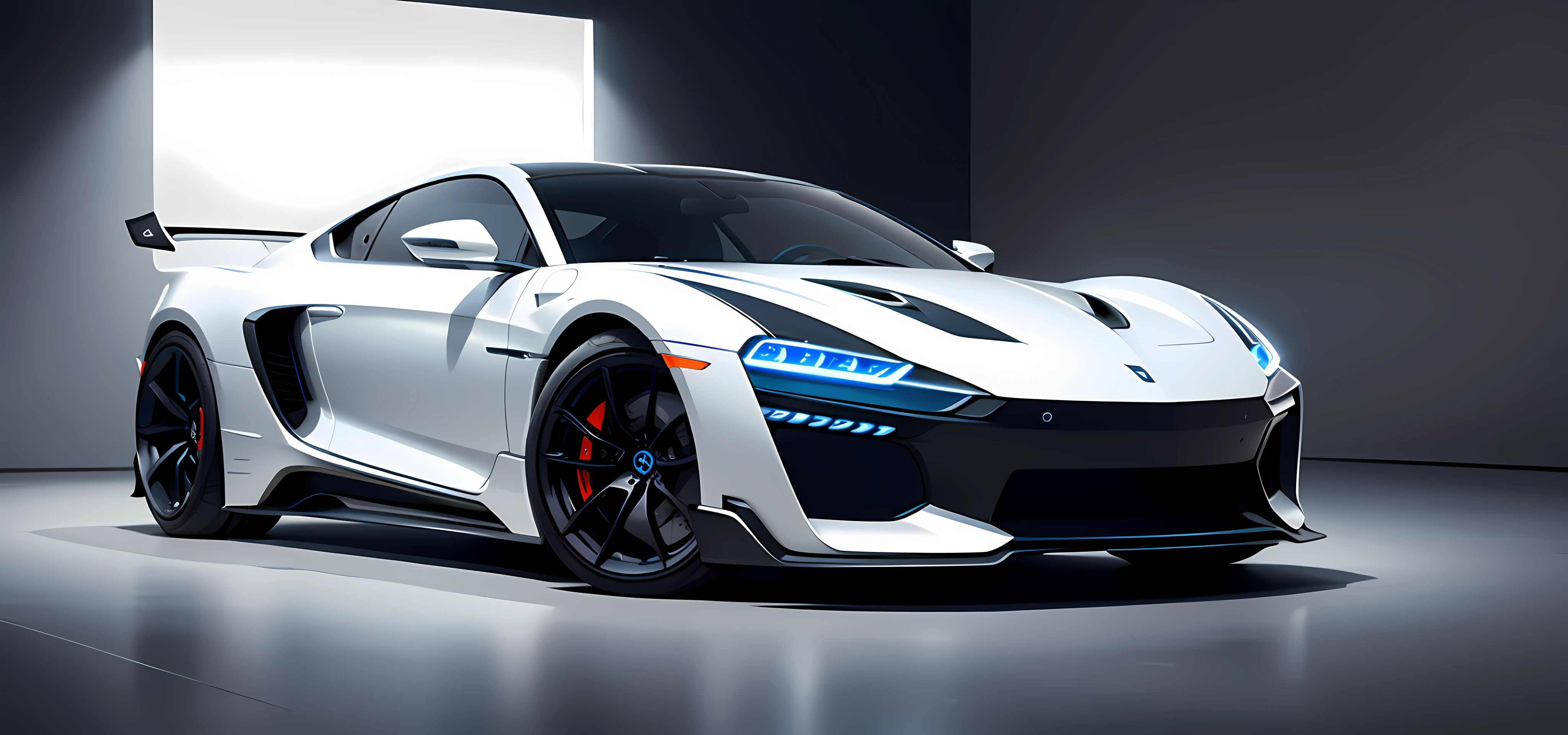 Car design minimalist style, car concept design, futuristic extreme lines, ultra-high-definition 8k rendering, black, blue and white tones, accurate and detailed, three views, main renderings, detail drawings, including luxury aura, car rendering with automatic processing and S2 customization. --auto --s2