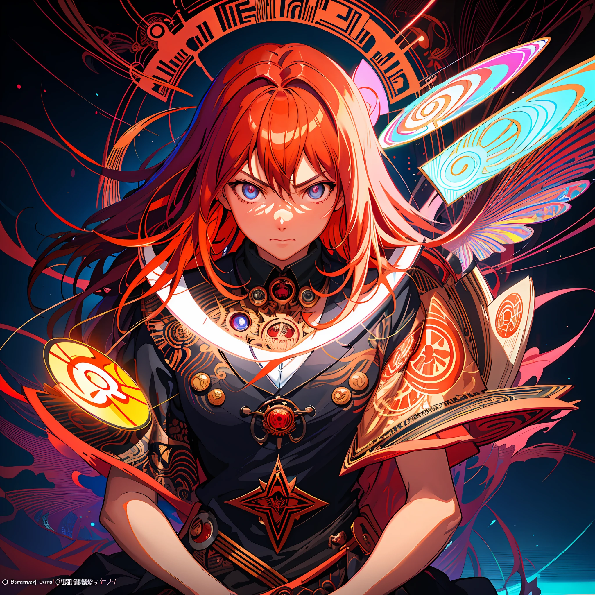 a close up of a person with a red light in the background, dreamy psychedelic anime, official fanart, digital anime illustration, ufotable art style, shigenori soejima illustration, demon slayer rui fanart, official artwork, inspired by Yuumei, ( ( ( ( ( dan mumford ) ) ) ) ), kilian eng vibrant colors, by Android Jones