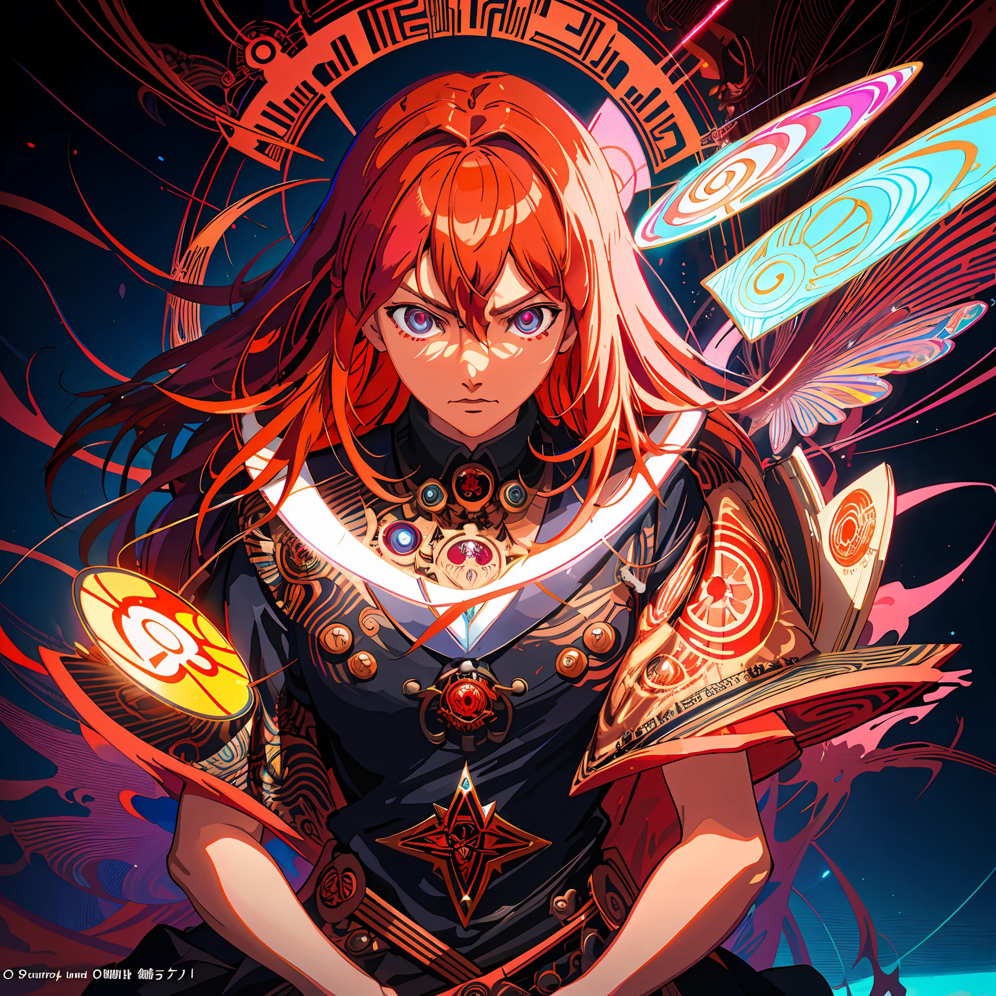 a close up of a person with a red light in the background, dreamy psychedelic anime, official fanart, digital anime illustration, ufotable art style, shigenori soejima illustration, demon slayer rui fanart, official artwork, inspired by Yuumei, ( ( ( ( ( dan mumford ) ) ) ) ), kilian eng vibrant colors, by Android Jones