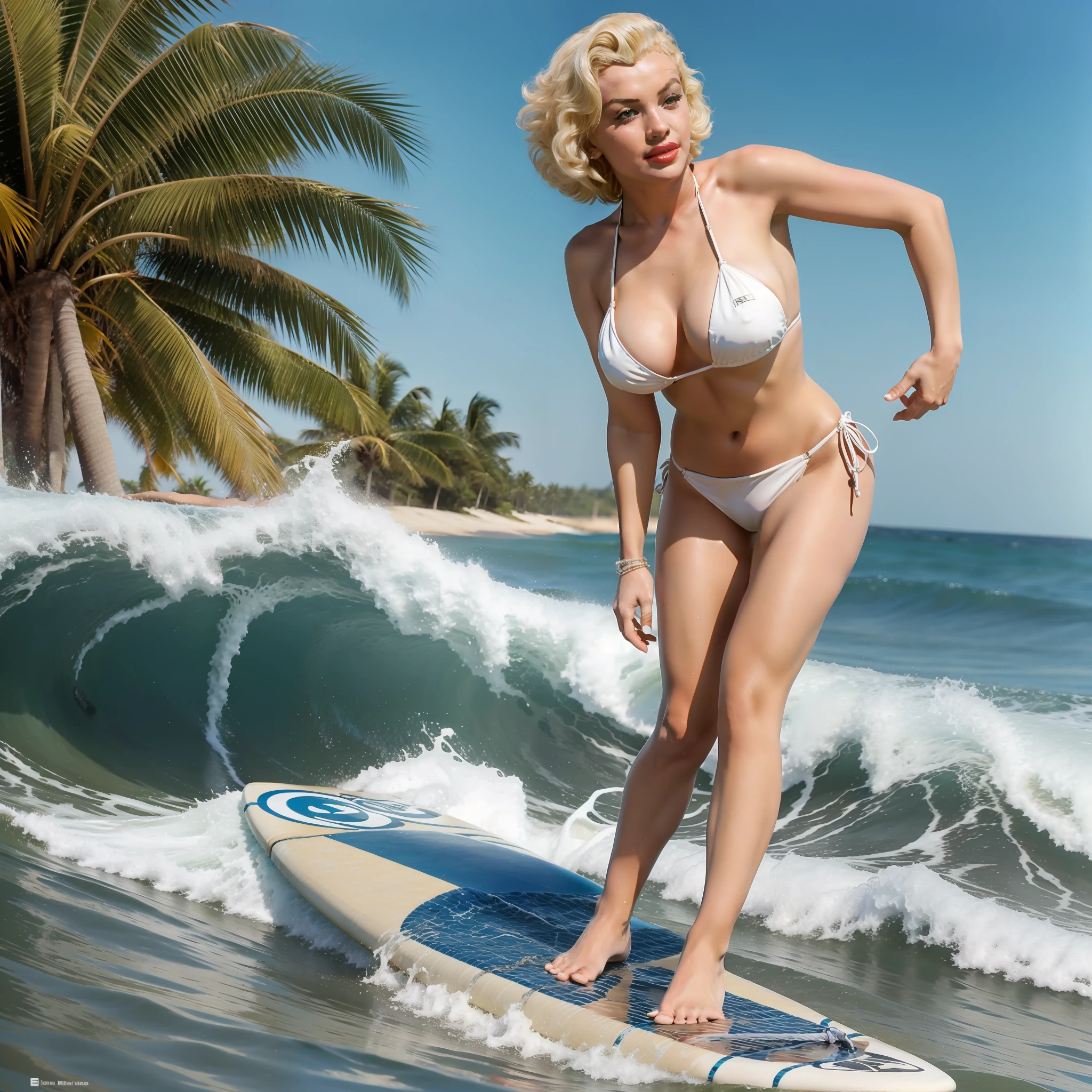 Marilyn Monroe, bikini, surfing