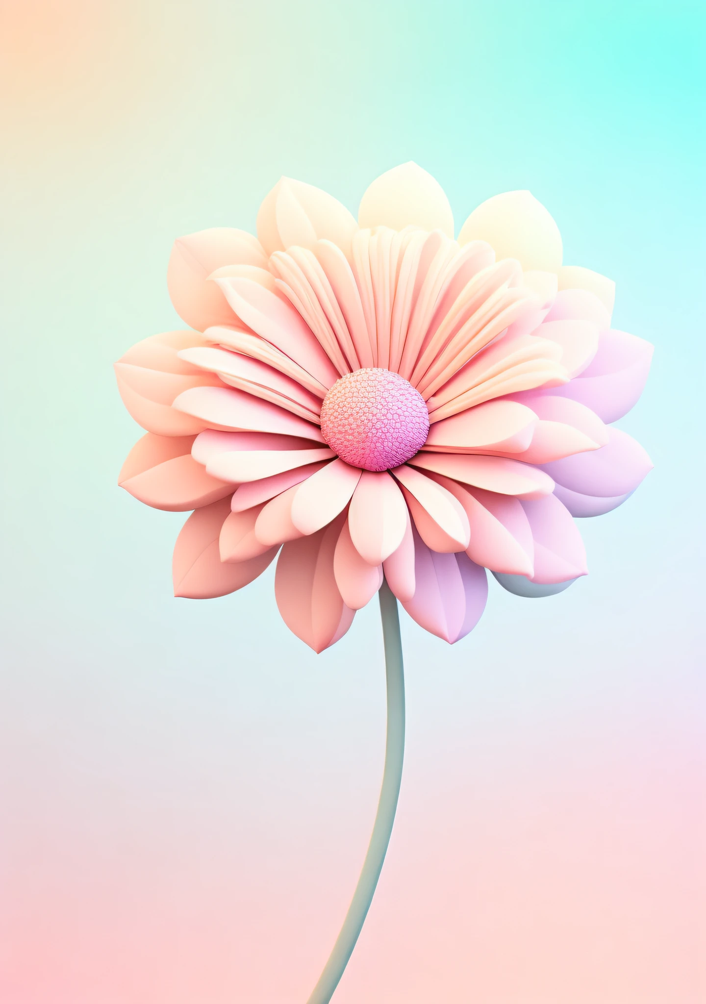 "A flower, cartoon illustration, in a gradient of pastel colors"
